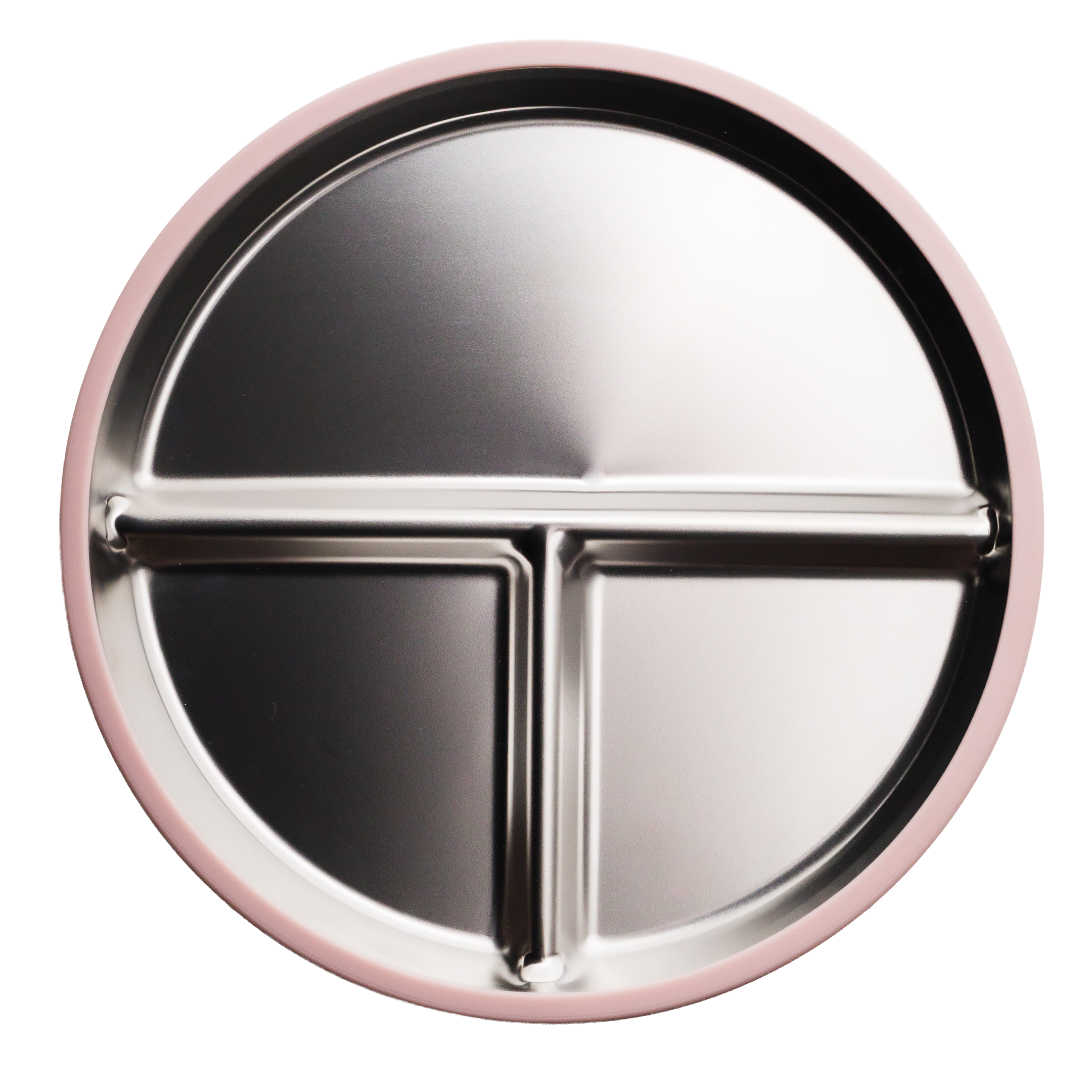 Nestling Stainless Steel Divided Suction Plate 23cm Dusty Pink