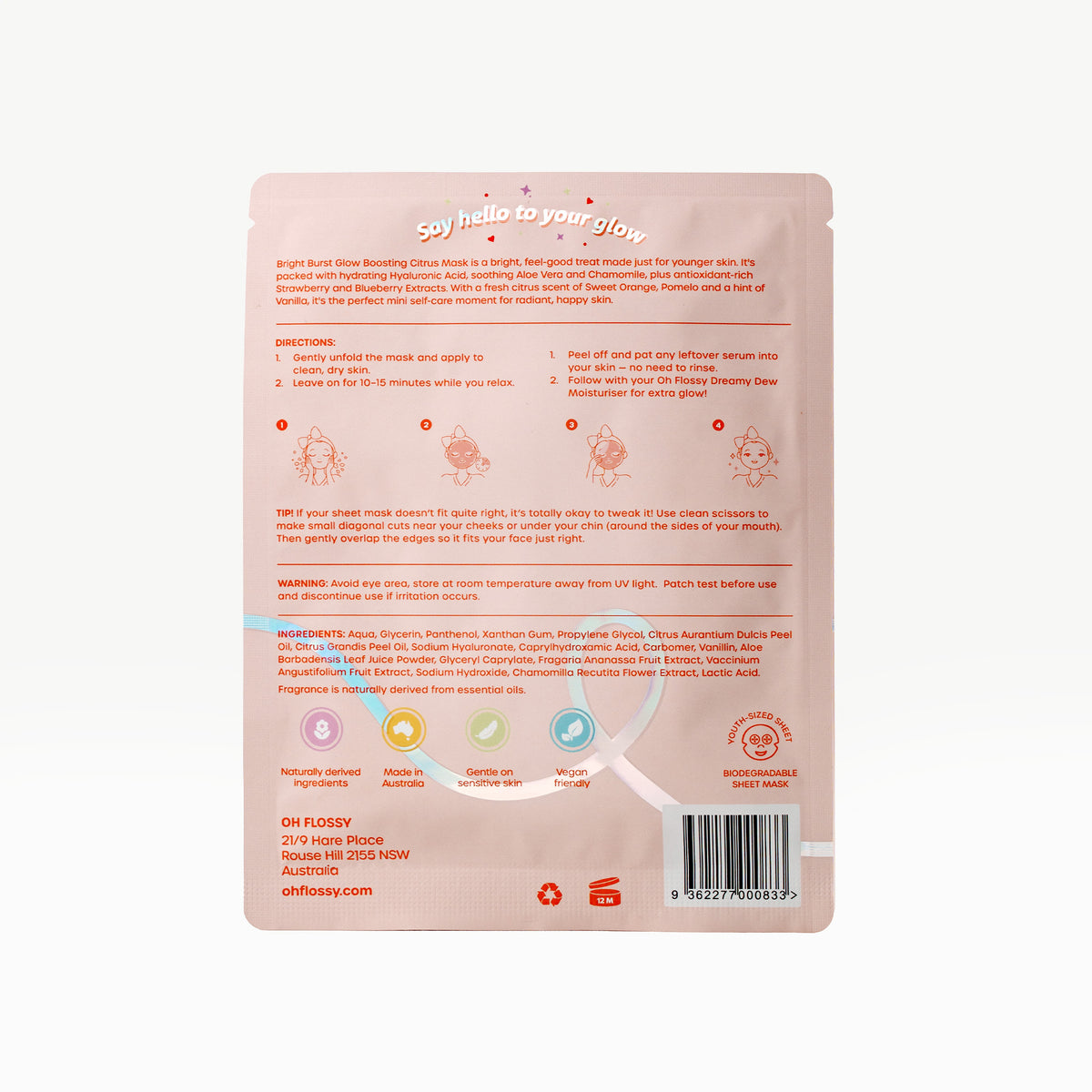 Oh Flossy Skincare Bright Burst Glow Boosting Citrus Mask