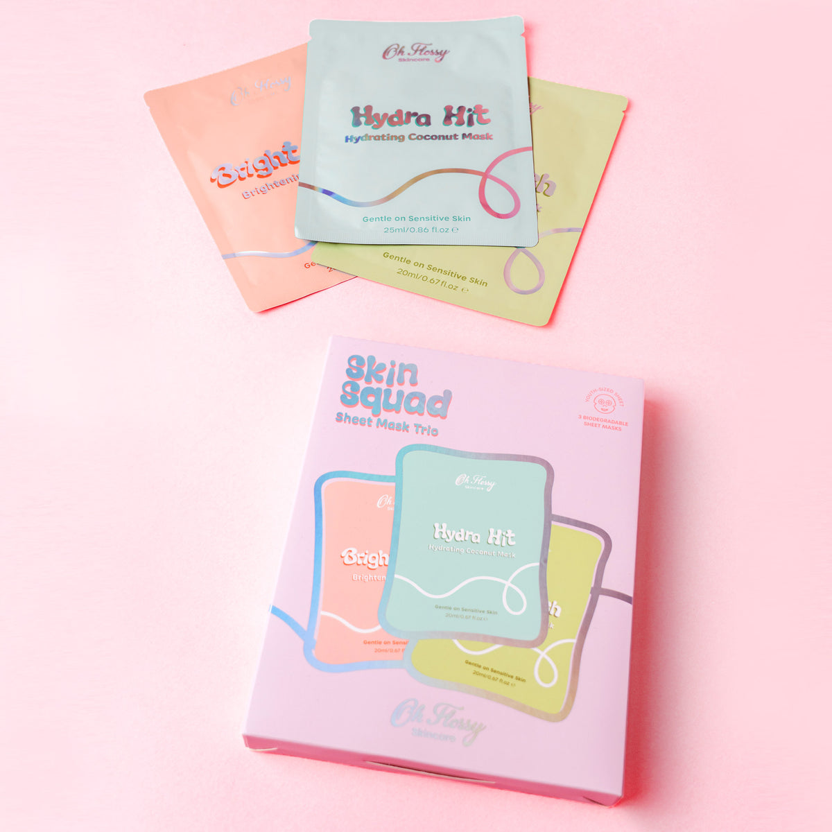 Oh Flossy Skincare Skin Squad Sheet Mask Trio