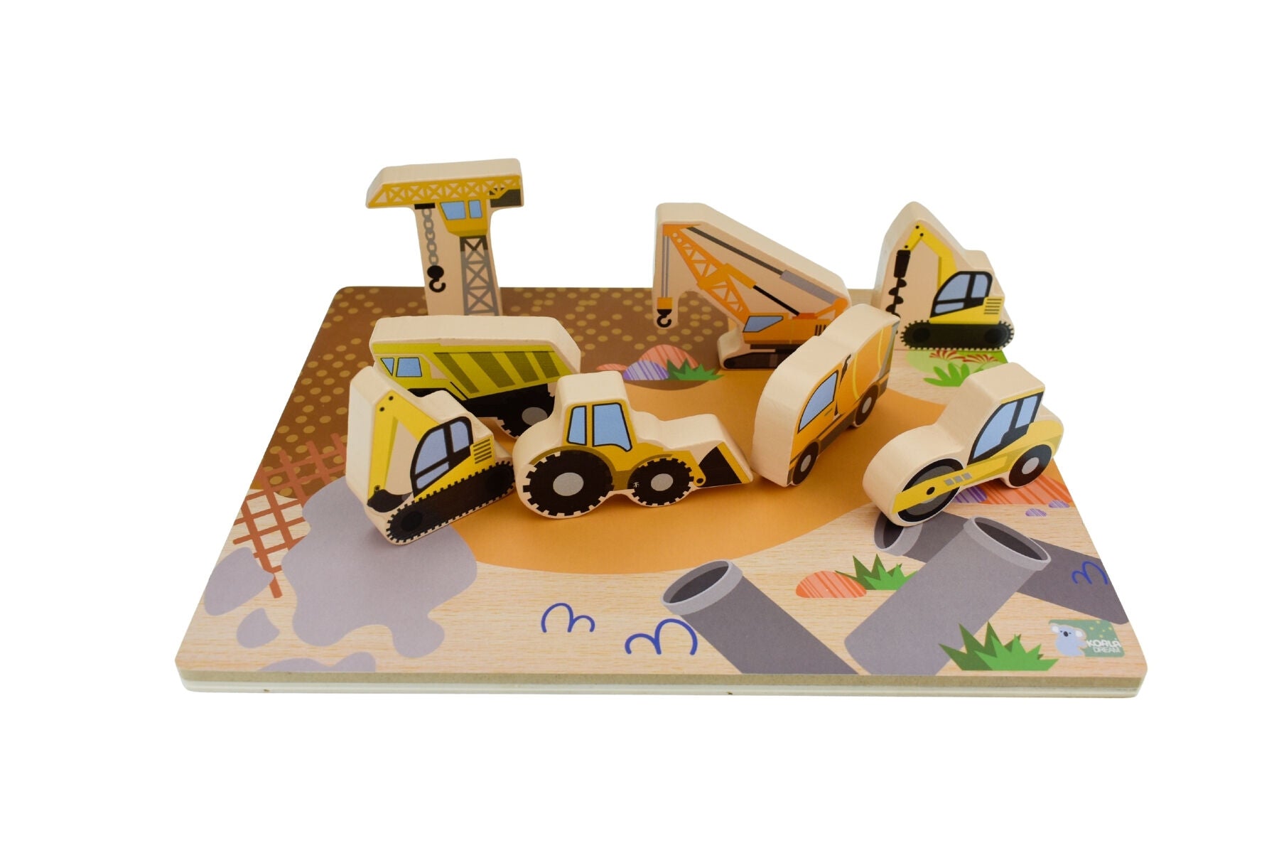 Wooden Chunky Puzzle Construction Vehicle Puzzle