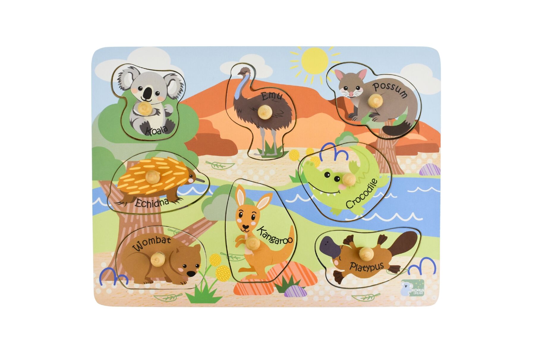 2 in 1 Aussie Animal and Babies Peg Puzzles