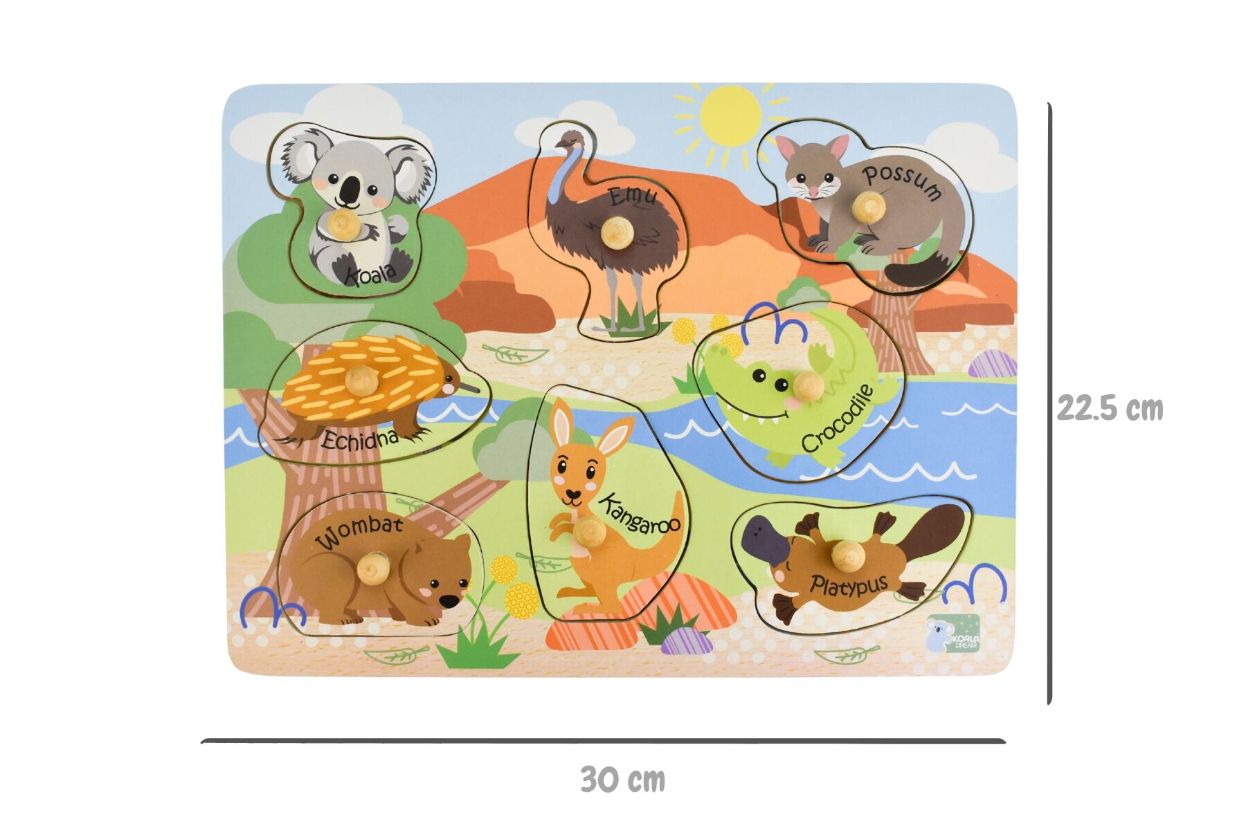 2 in 1 Aussie Animal and Babies Peg Puzzles