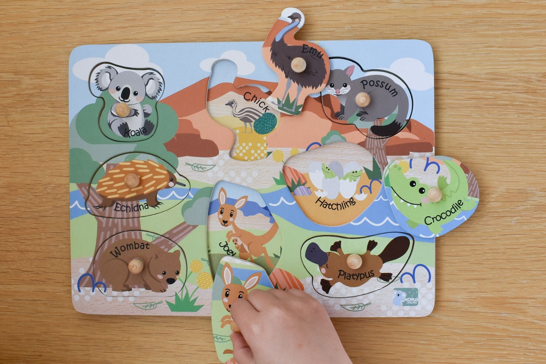 2 in 1 Aussie Animal and Babies Peg Puzzles