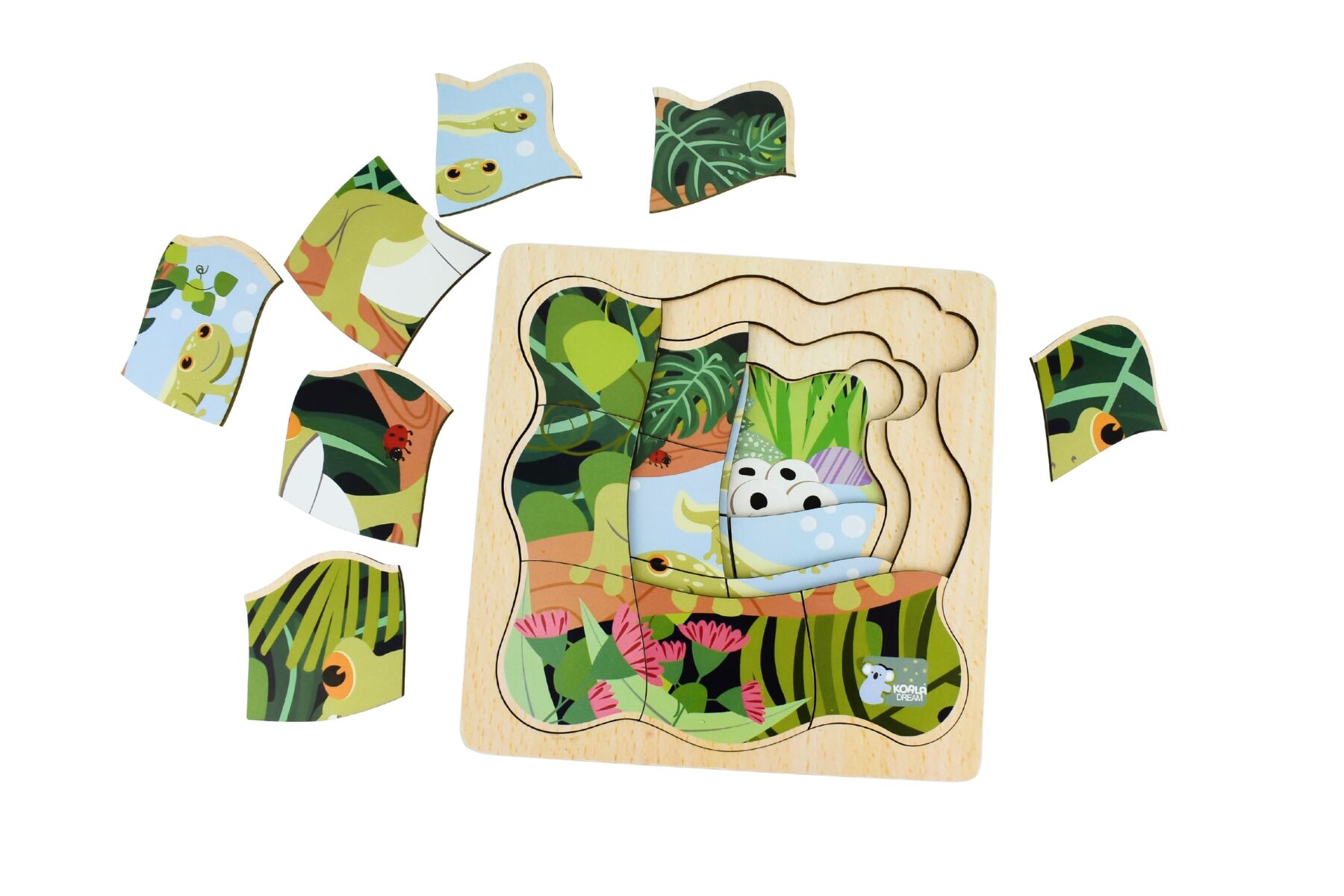 Wooden Bush Buddies Life Cycle Layer Puzzle Green Tree Frog