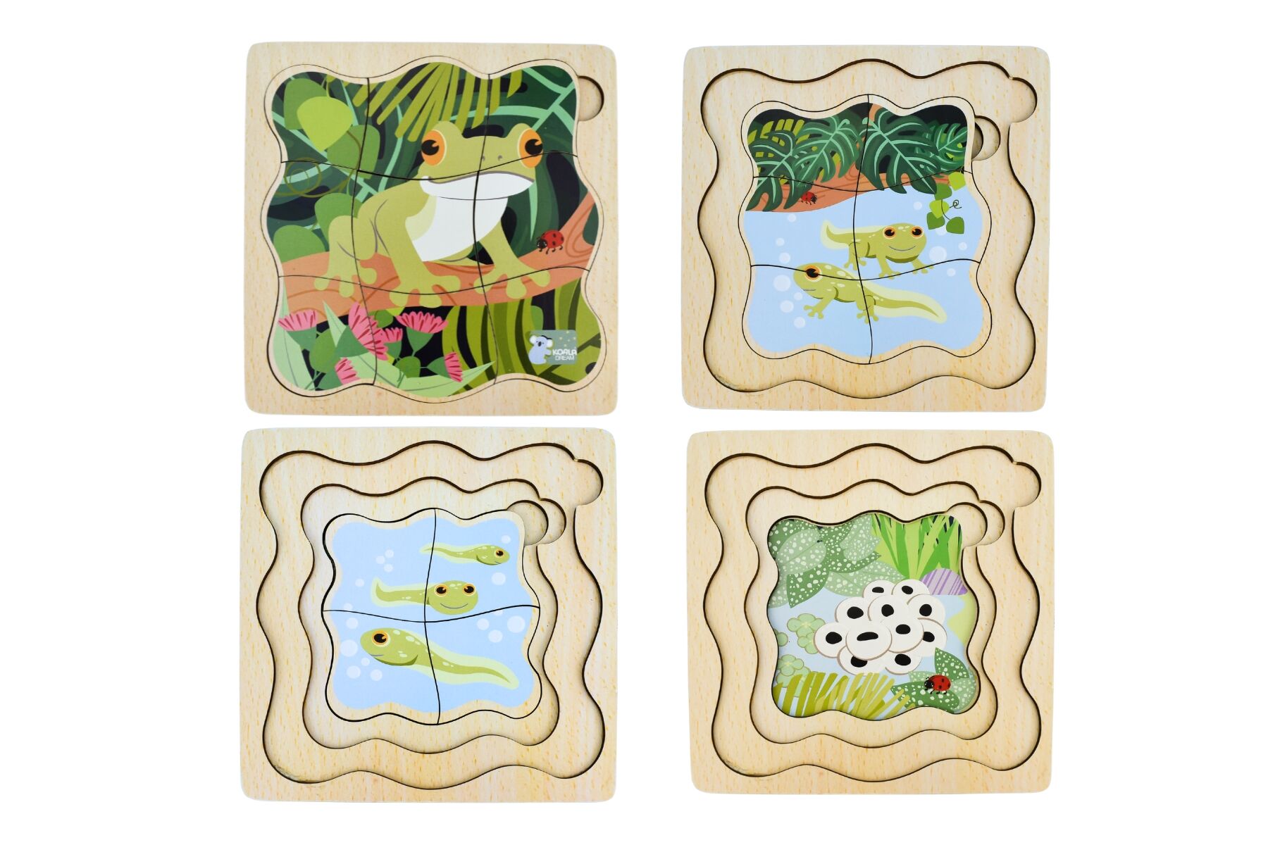 Wooden Bush Buddies Life Cycle Layer Puzzle Green Tree Frog
