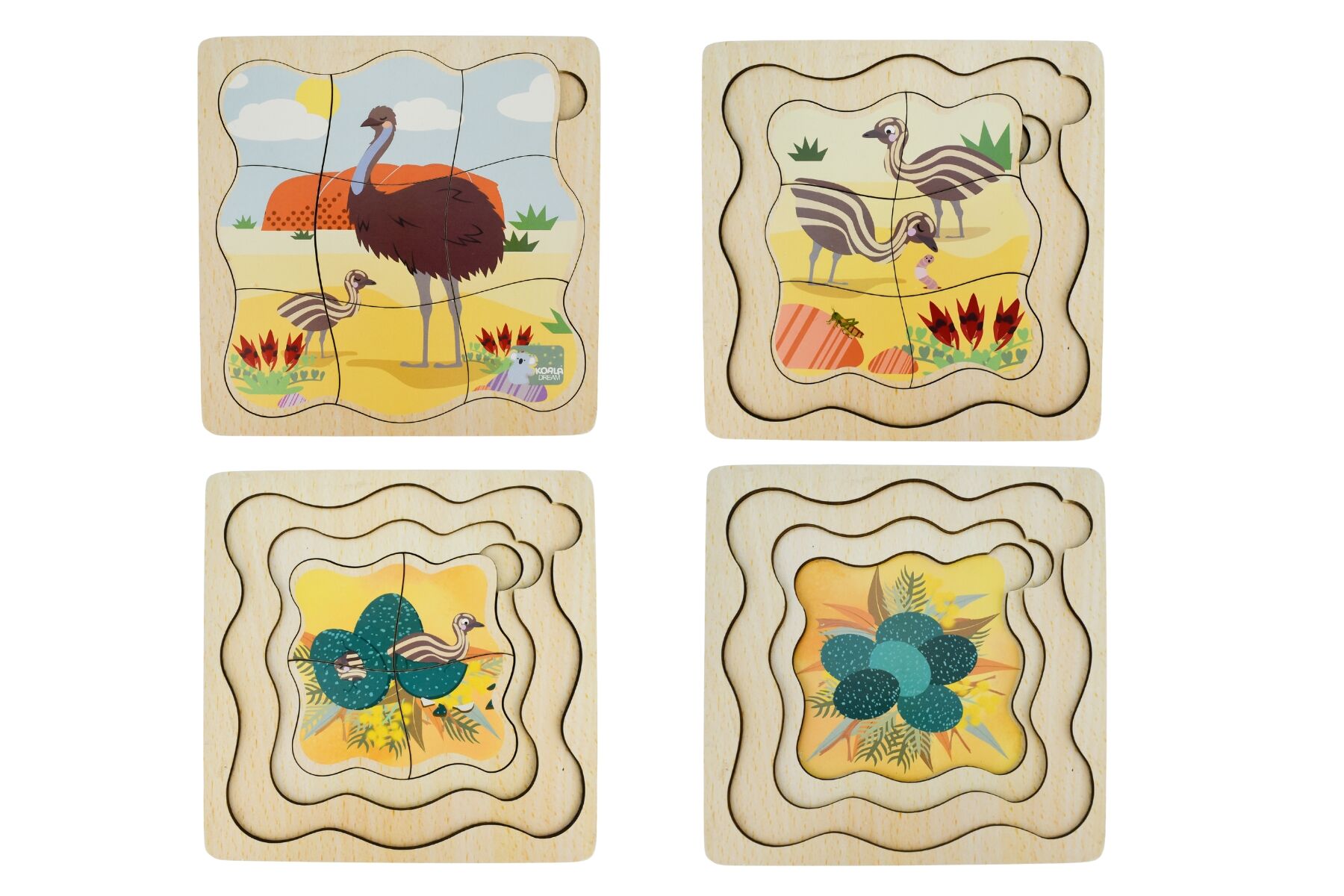 Wooden Bush Buddies Life Cycle Layer Puzzle Emu