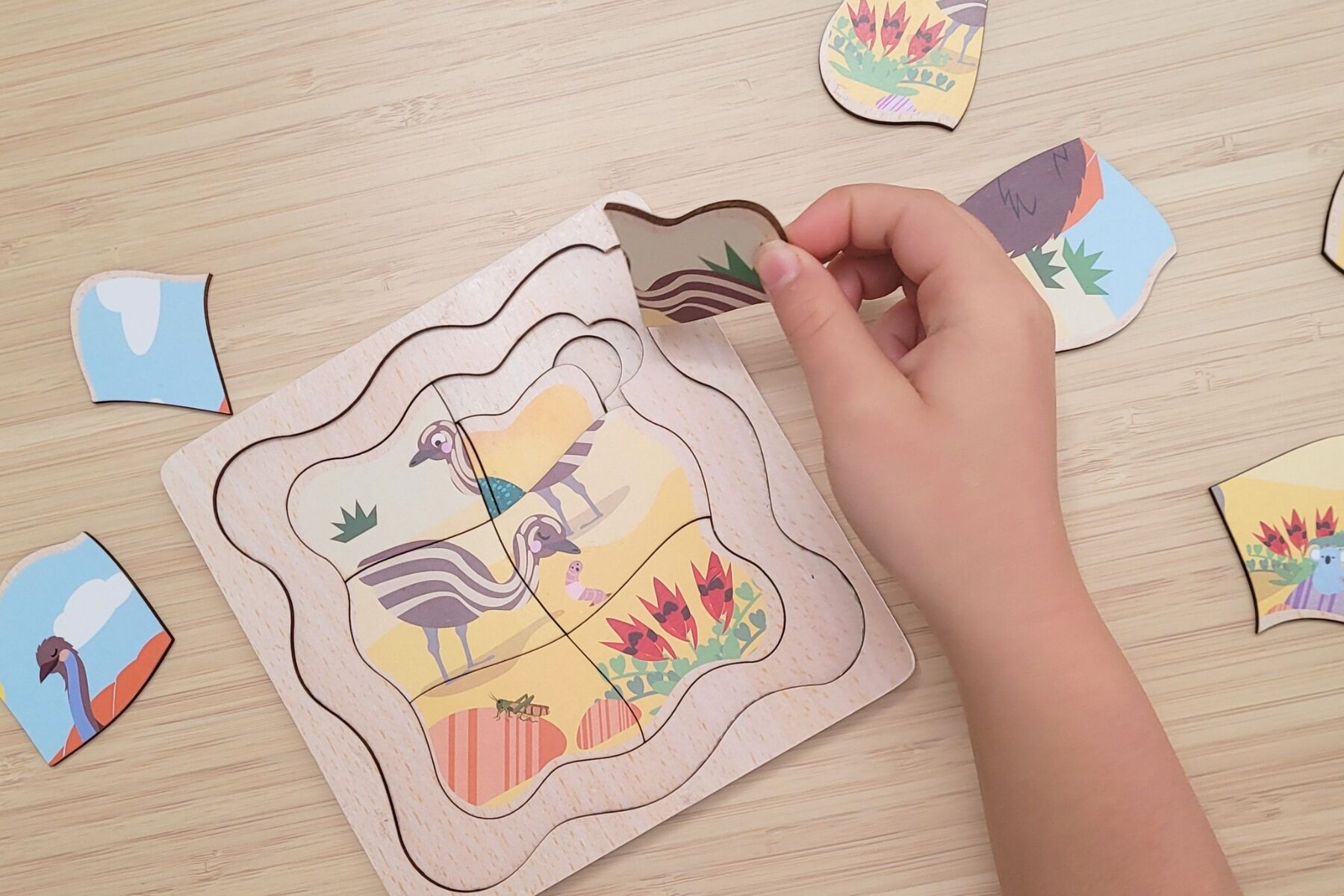 Wooden Bush Buddies Life Cycle Layer Puzzle Emu