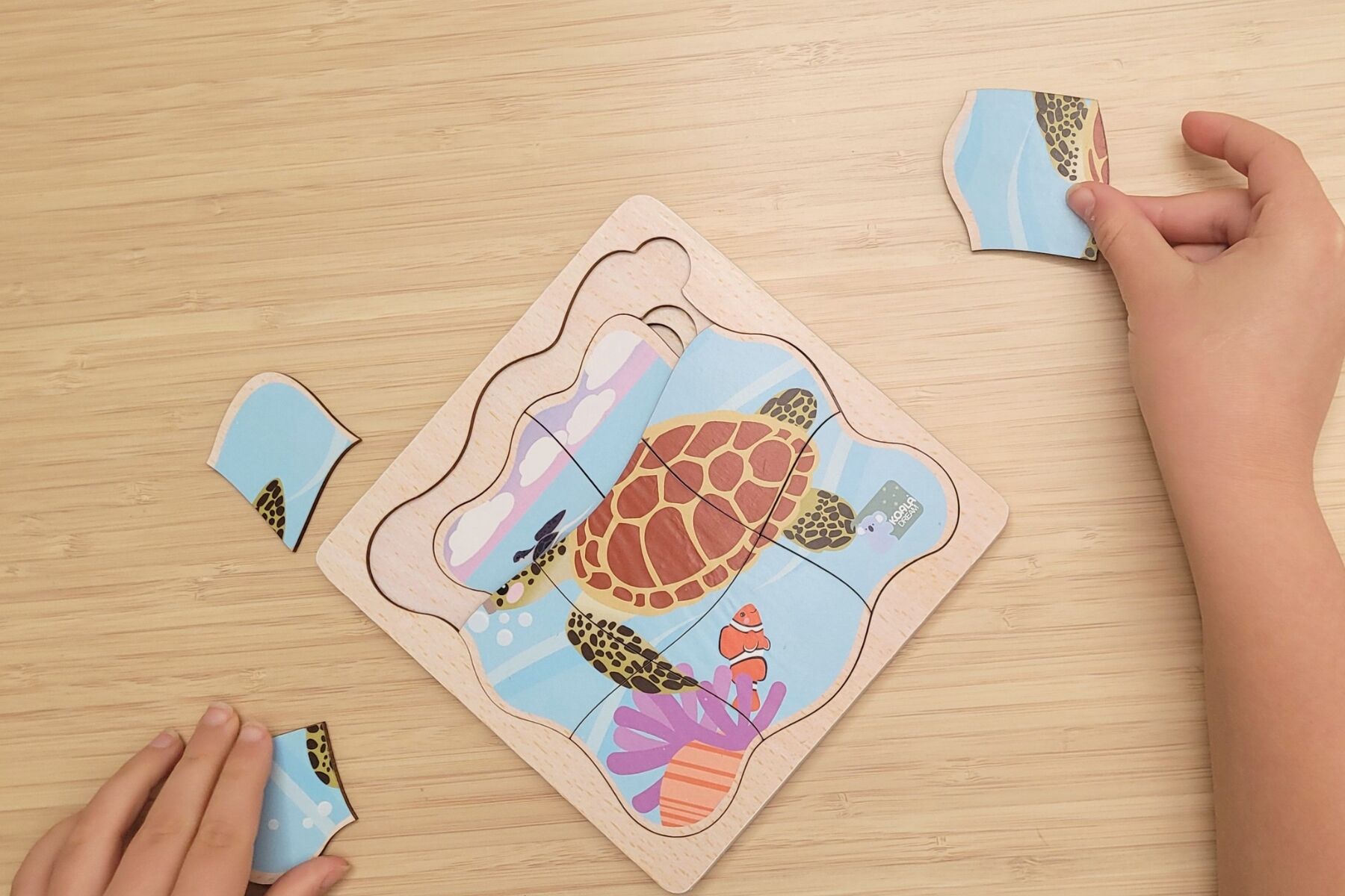 Wooden Bush Buddies Life Cycle Layer Puzzle Green Sea Turtle