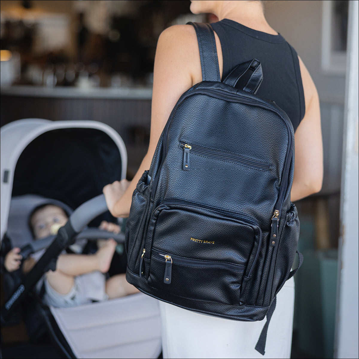 Pretty Brave Chloe Backpack Black Pebbled