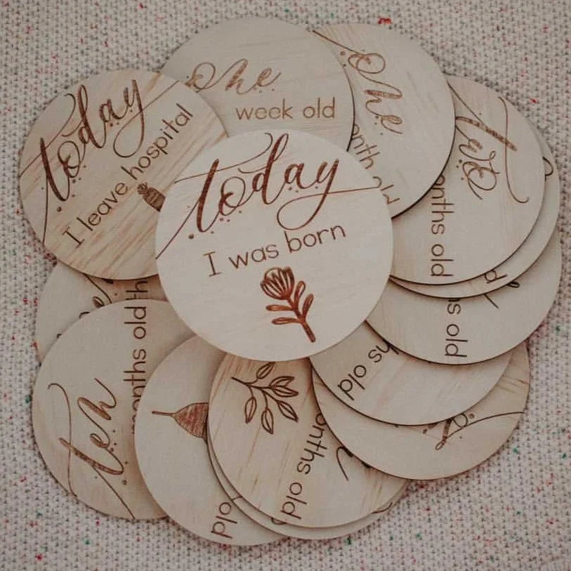 Hello Fern Wooden Month Milestone Discs - Australiana