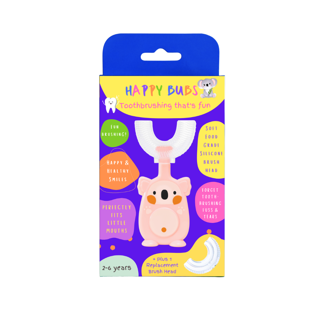 Happy Bubs U SHaped Silicone Toothbrush Pink