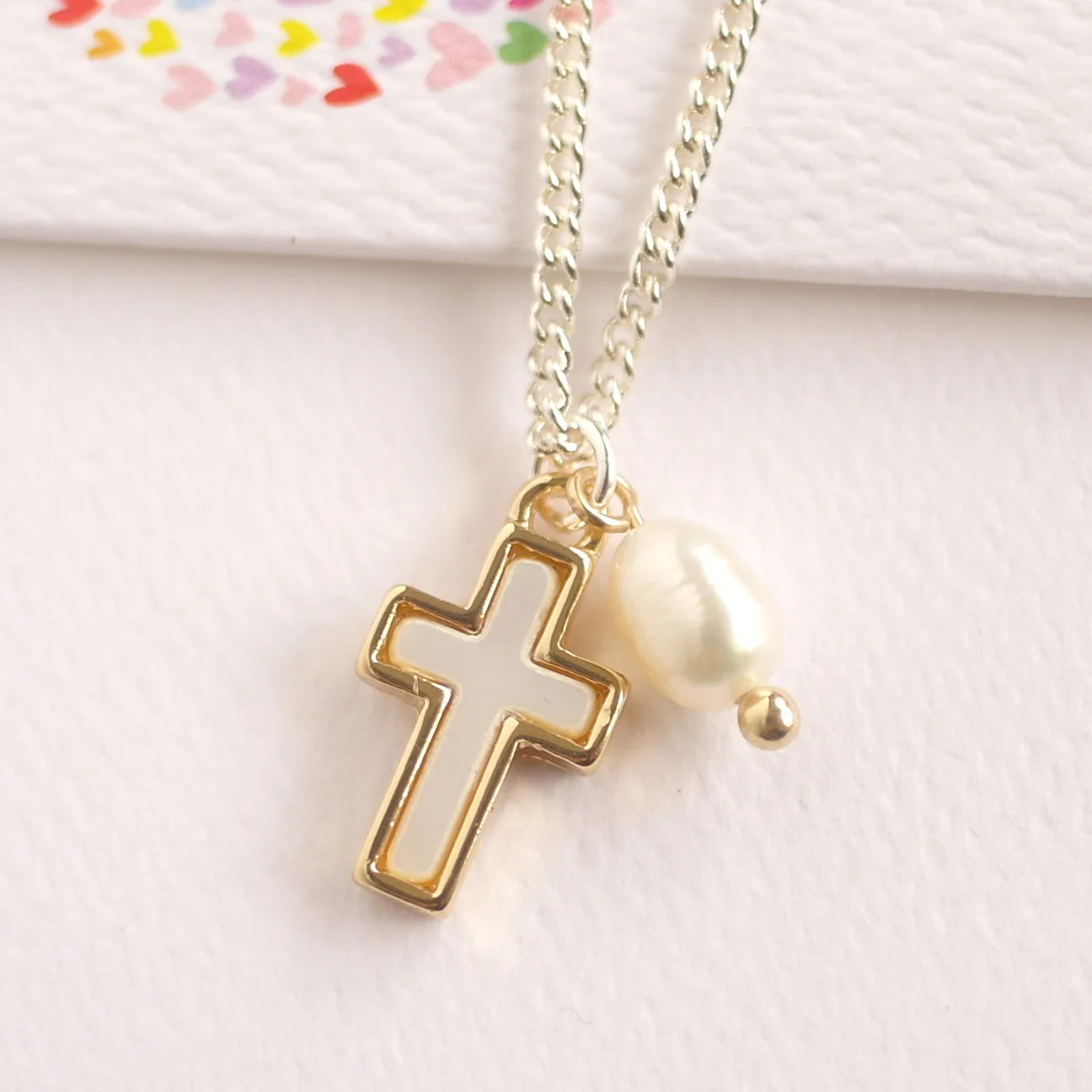 Lauren Hinkley Cross Pendant Necklace with Fresh Water Pearl