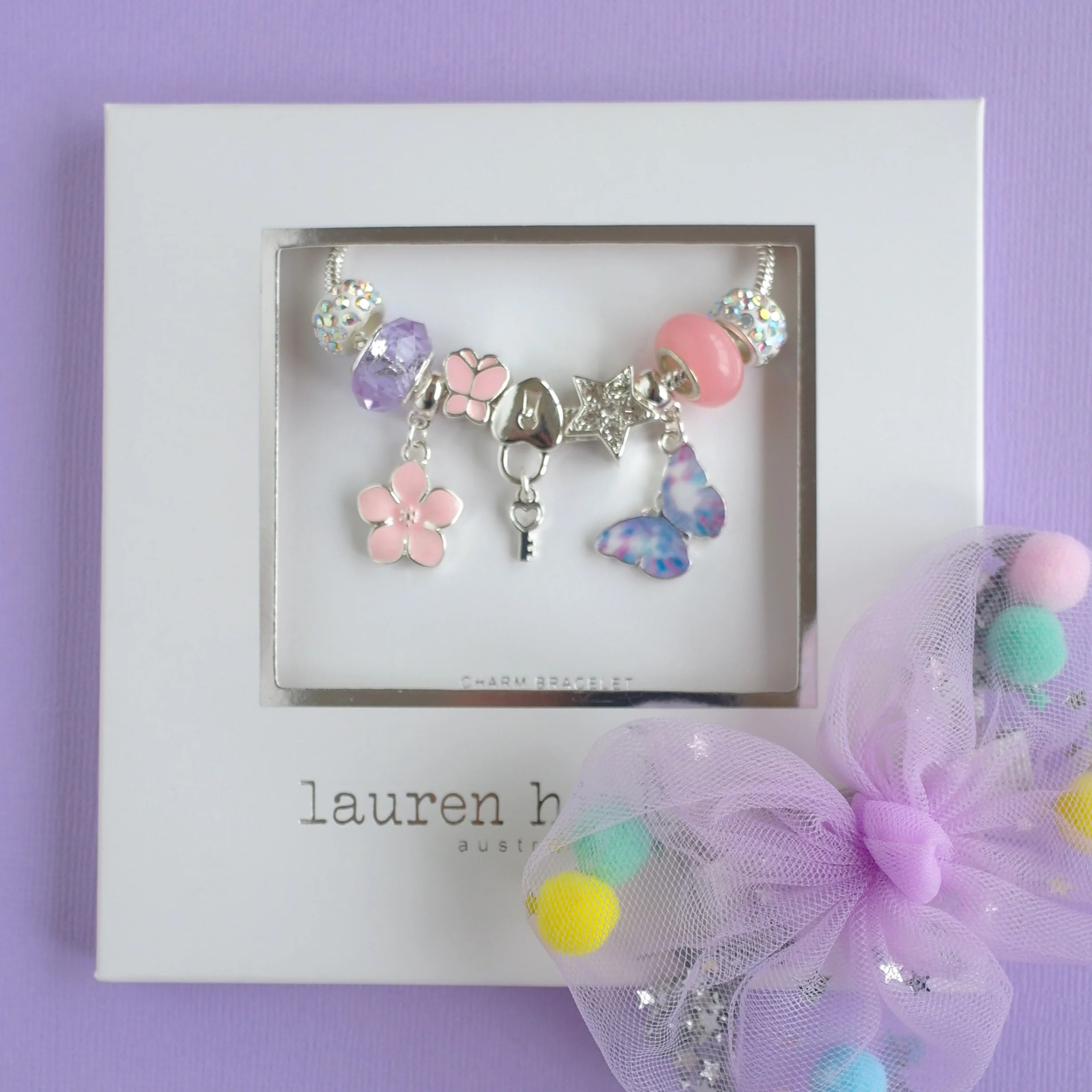 Lauren Hinkley Purple Butterfly Magic Charm Bracelet