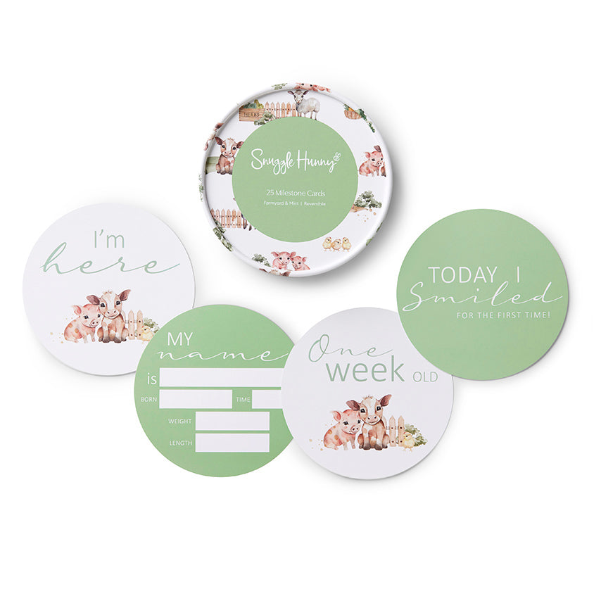 Snuggle Hunny Farm & Mint Reversible Milestone Cards