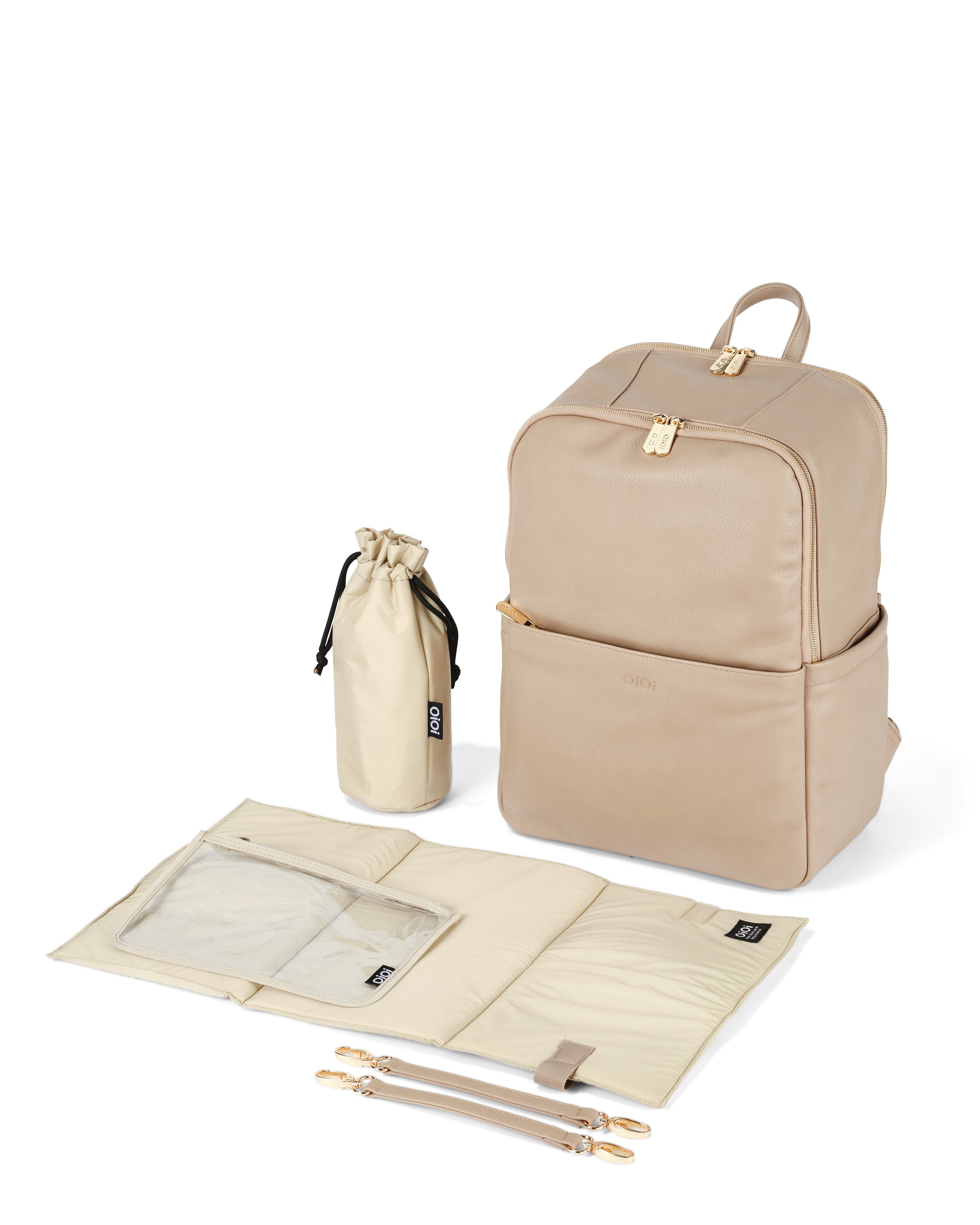 OiOi Multitasker Nappy Backpack Oat Vegan Leather