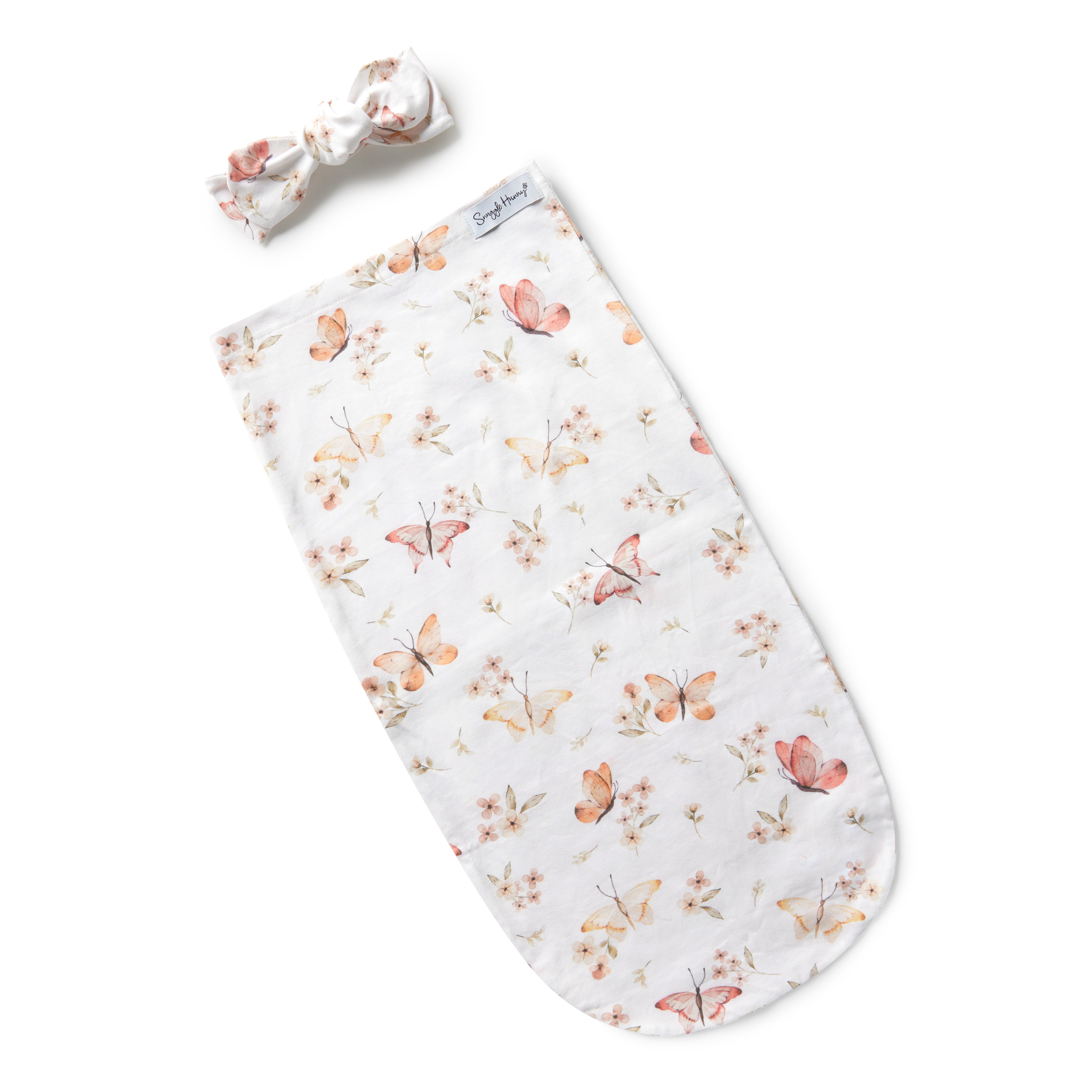 Snuggle Hunny Snuggle Swaddle and Top Knot Set Butterfly