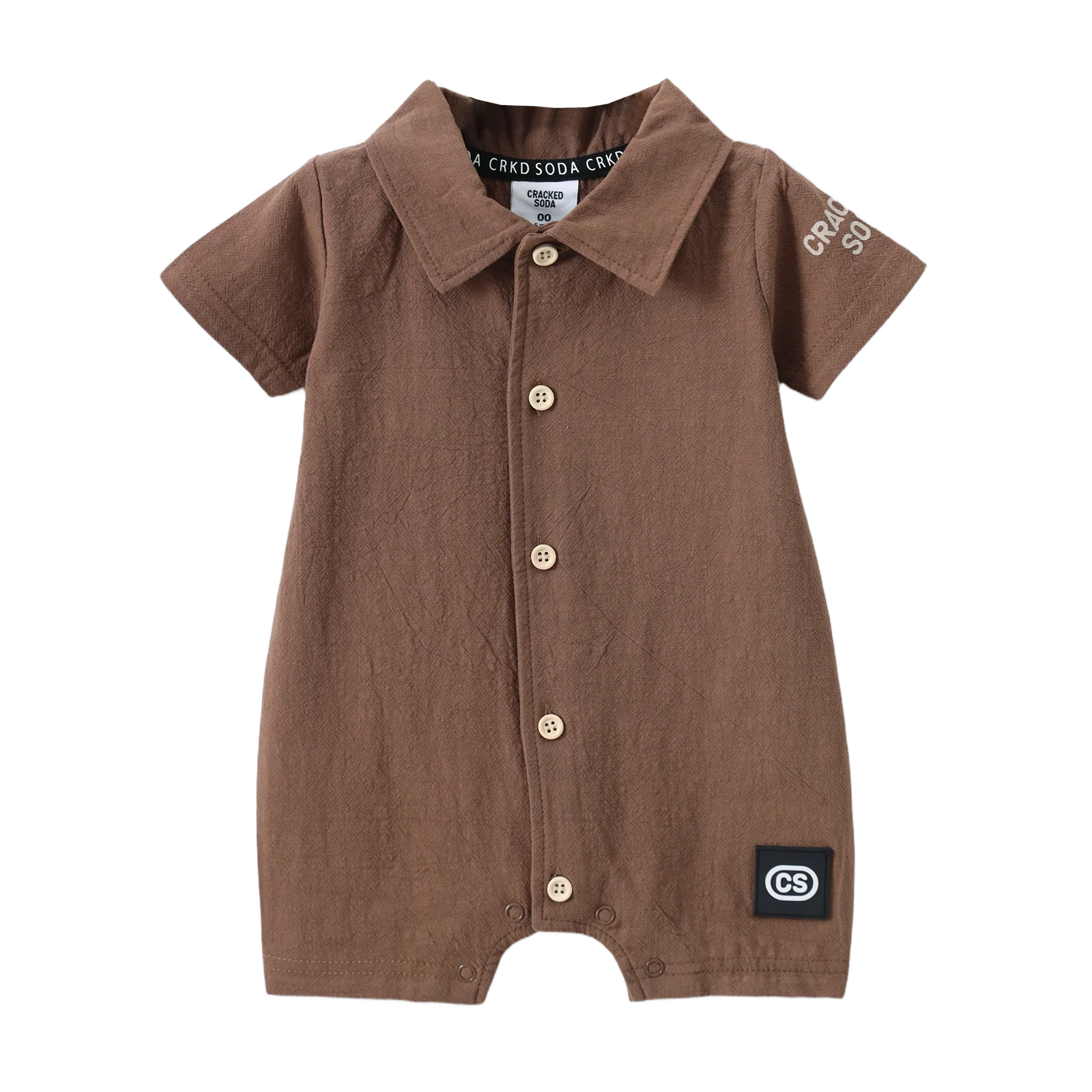 Cracked Soda Dash Linen Romper Mocka