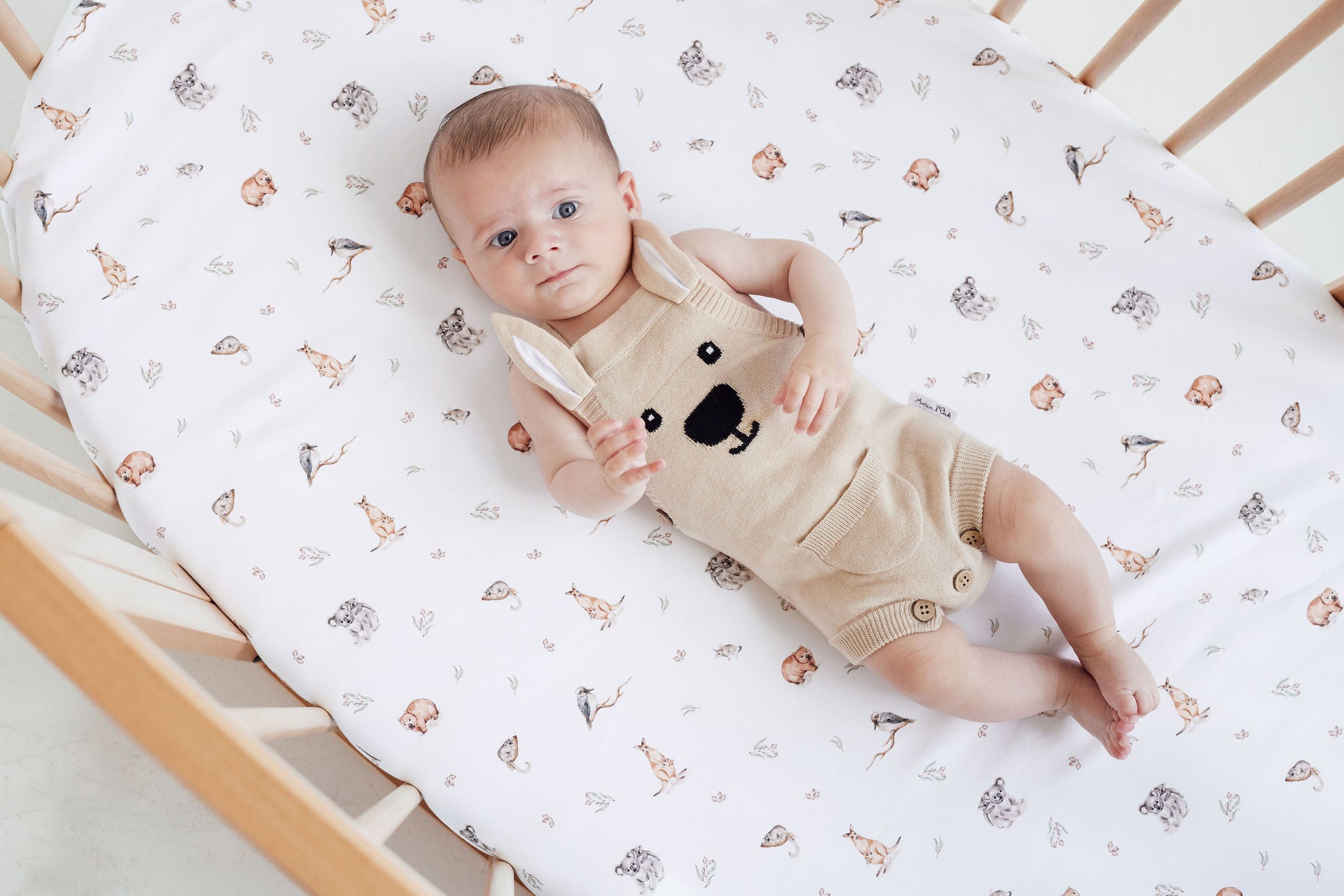 Aster & Oak Taupe Kangaroo Knit Romper