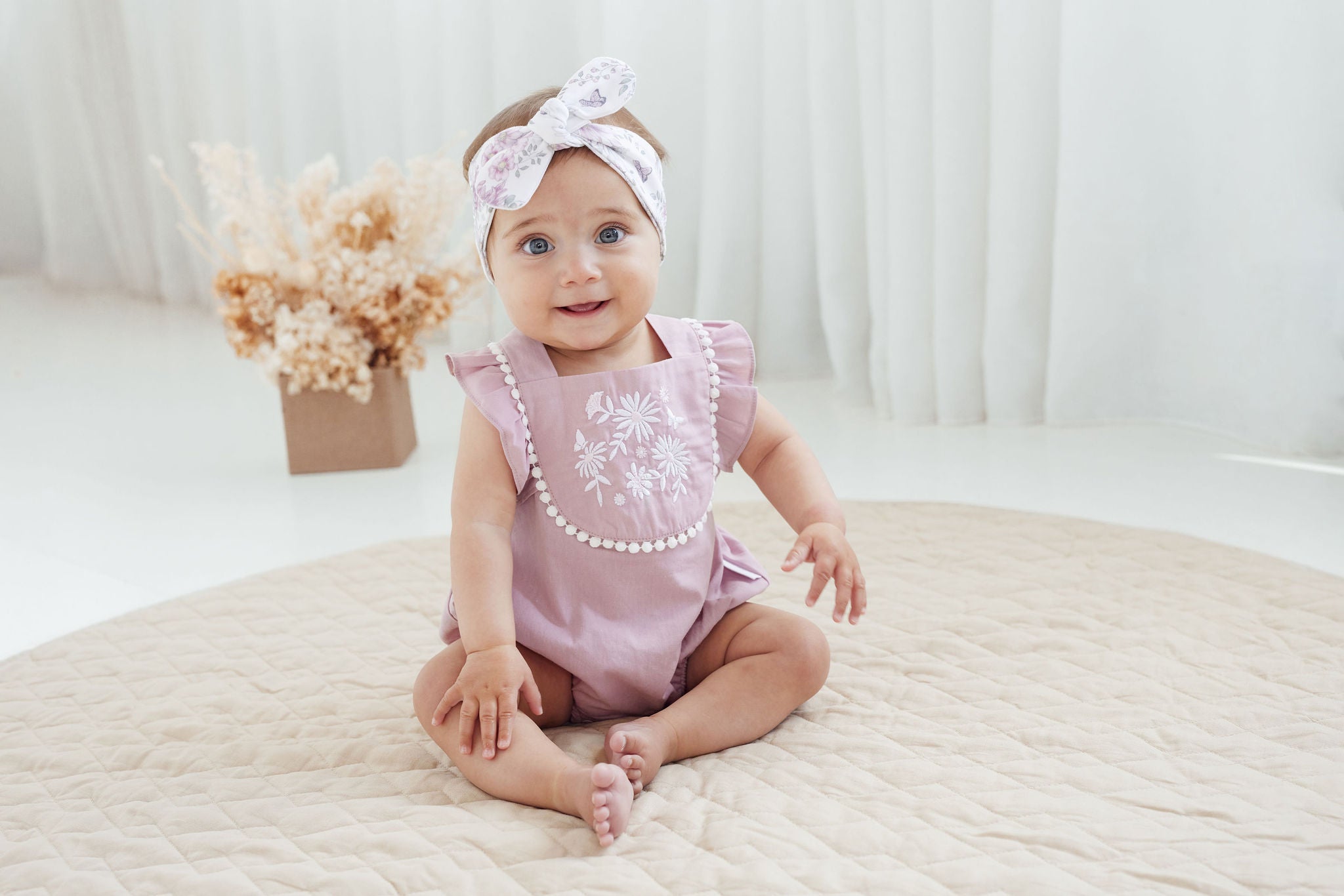 Aster & Oak Daisy Embroidered Romper