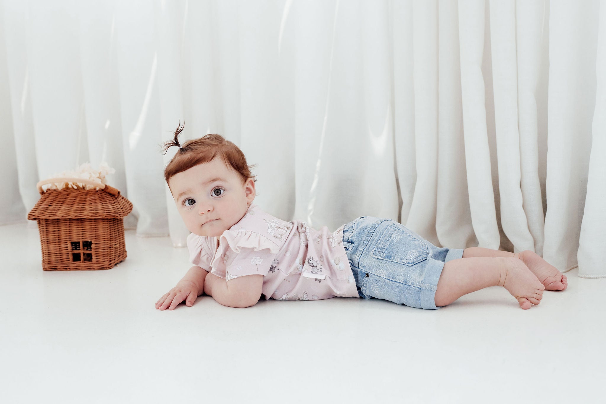 Aster & Oak Light Denim Rainbow Shorts