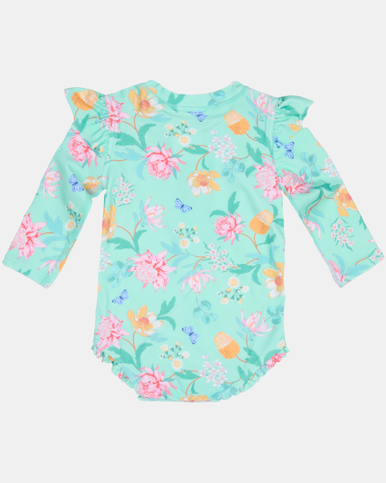 Toshi Swim Onesie Long Sleeve Ripple - Waratah Mint