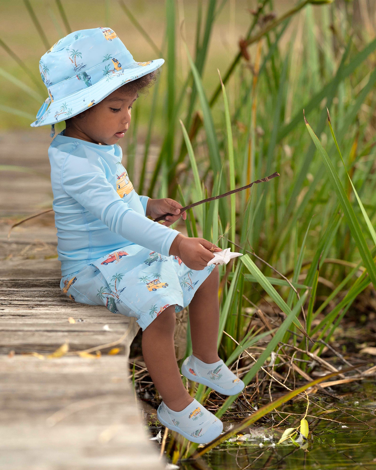 Toshi Swim Rashie Long Sleeve Splash - Swell Seekers Sky