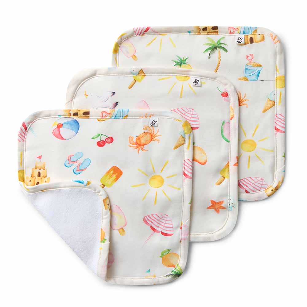 Snuggle Hunny Organic Wash Cloths Beach Fun
