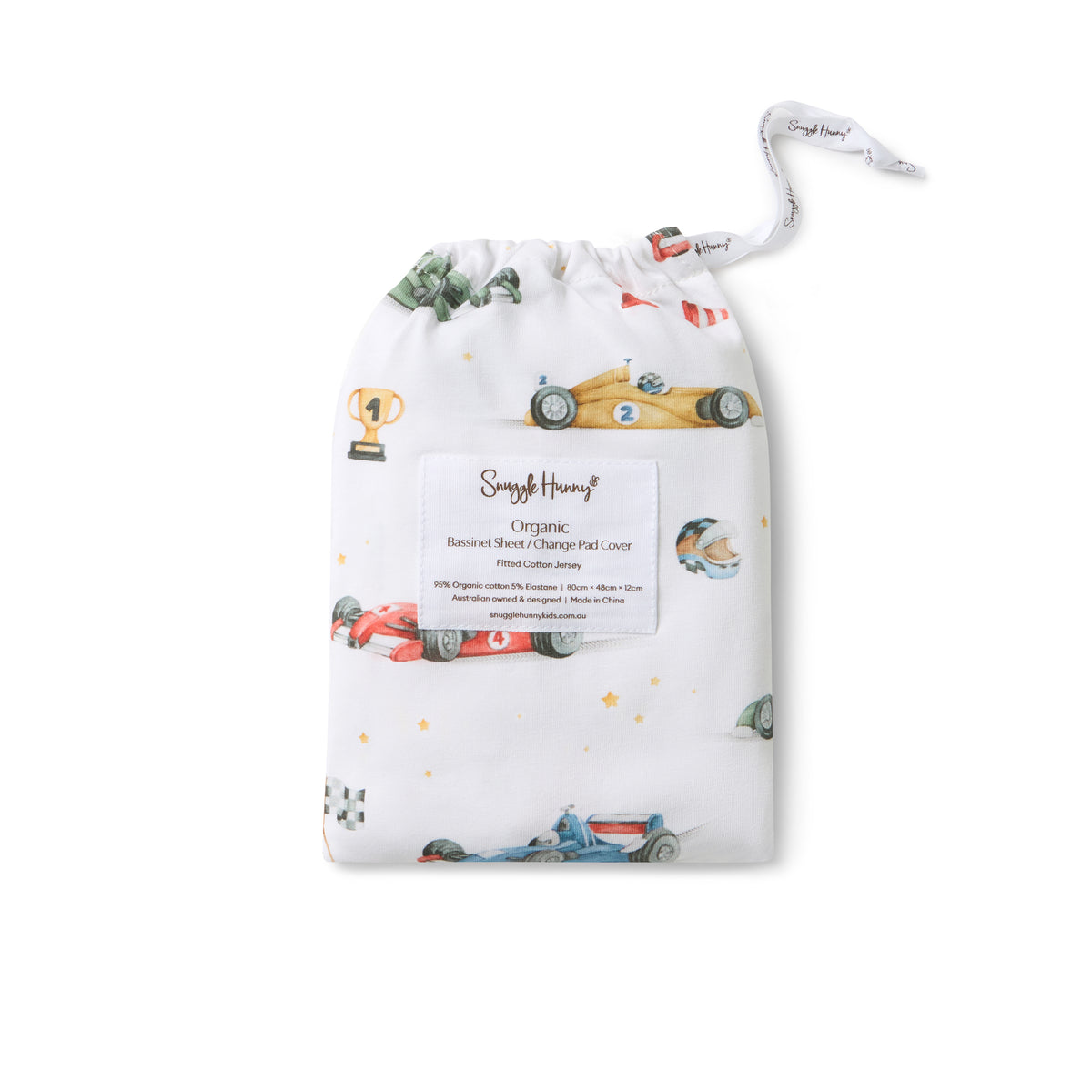 Snuggle Hunny Little Racers Organic Bassinet Sheet Change Pad Cover