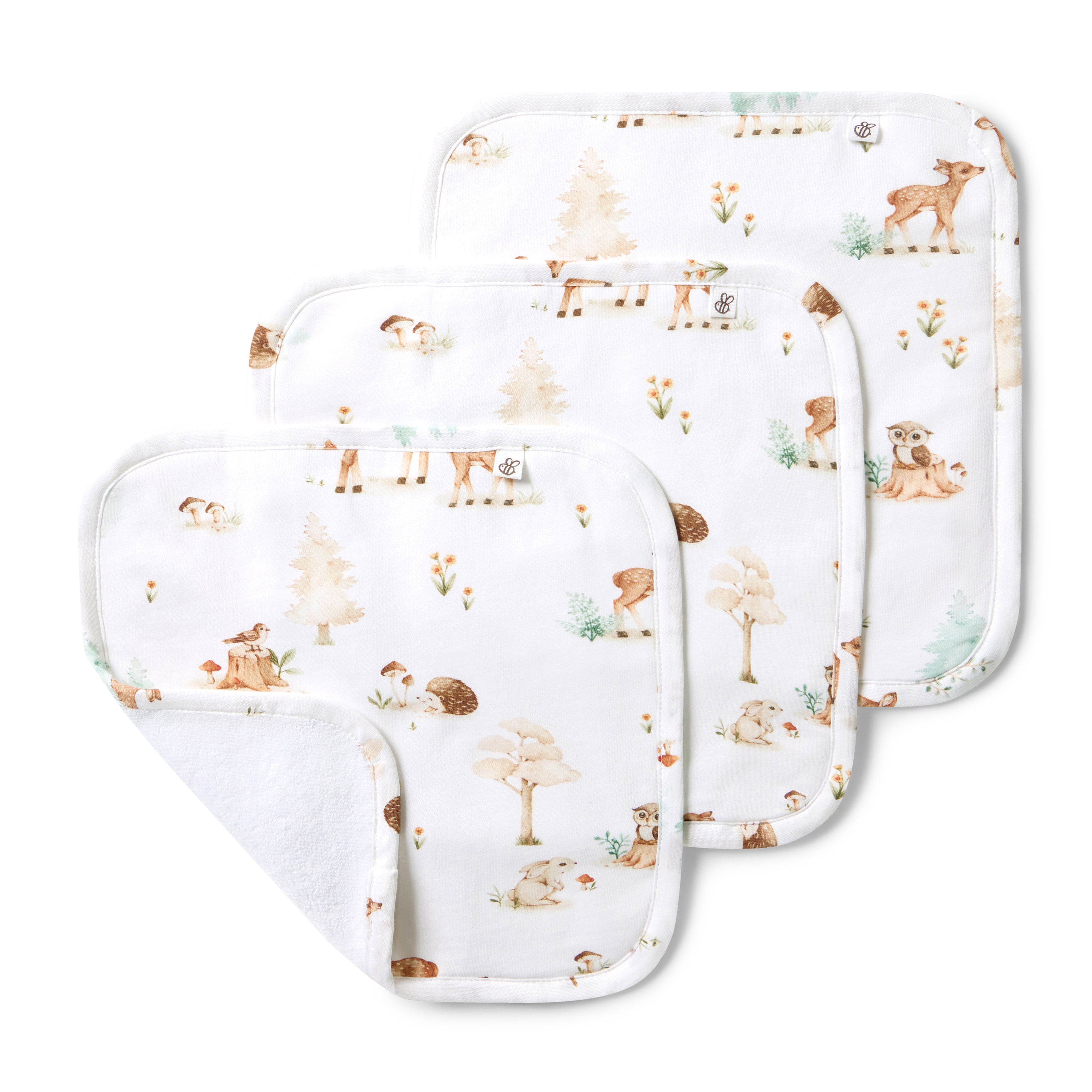 Snuggle Hunny Organic Wash Cloths Woodland Tales