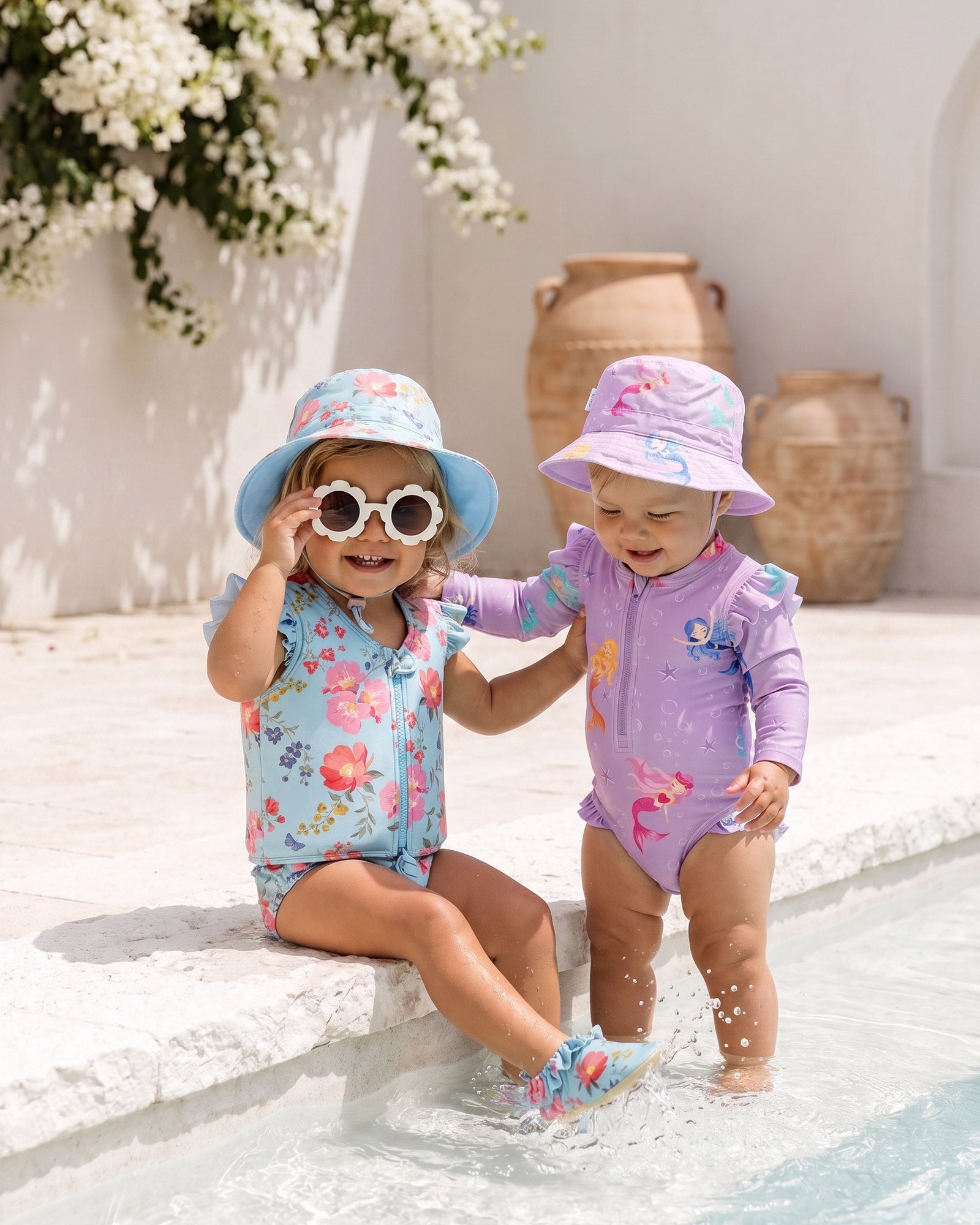 Toshi Swim Sunhat Twinkle Aqua Garden