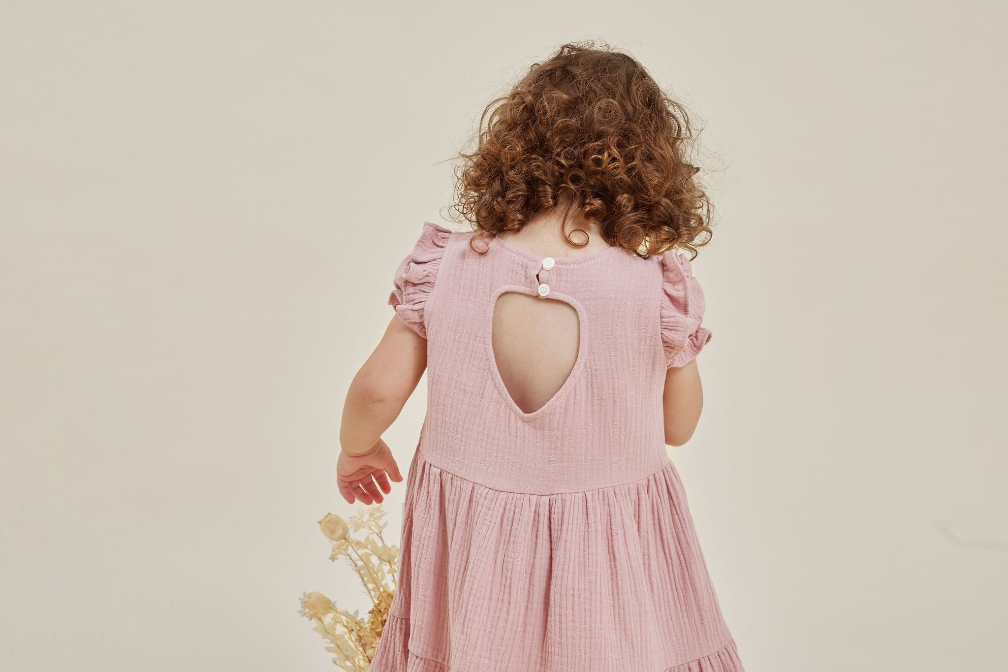 Aster & Oak Pink Muslin Ruffle Dress