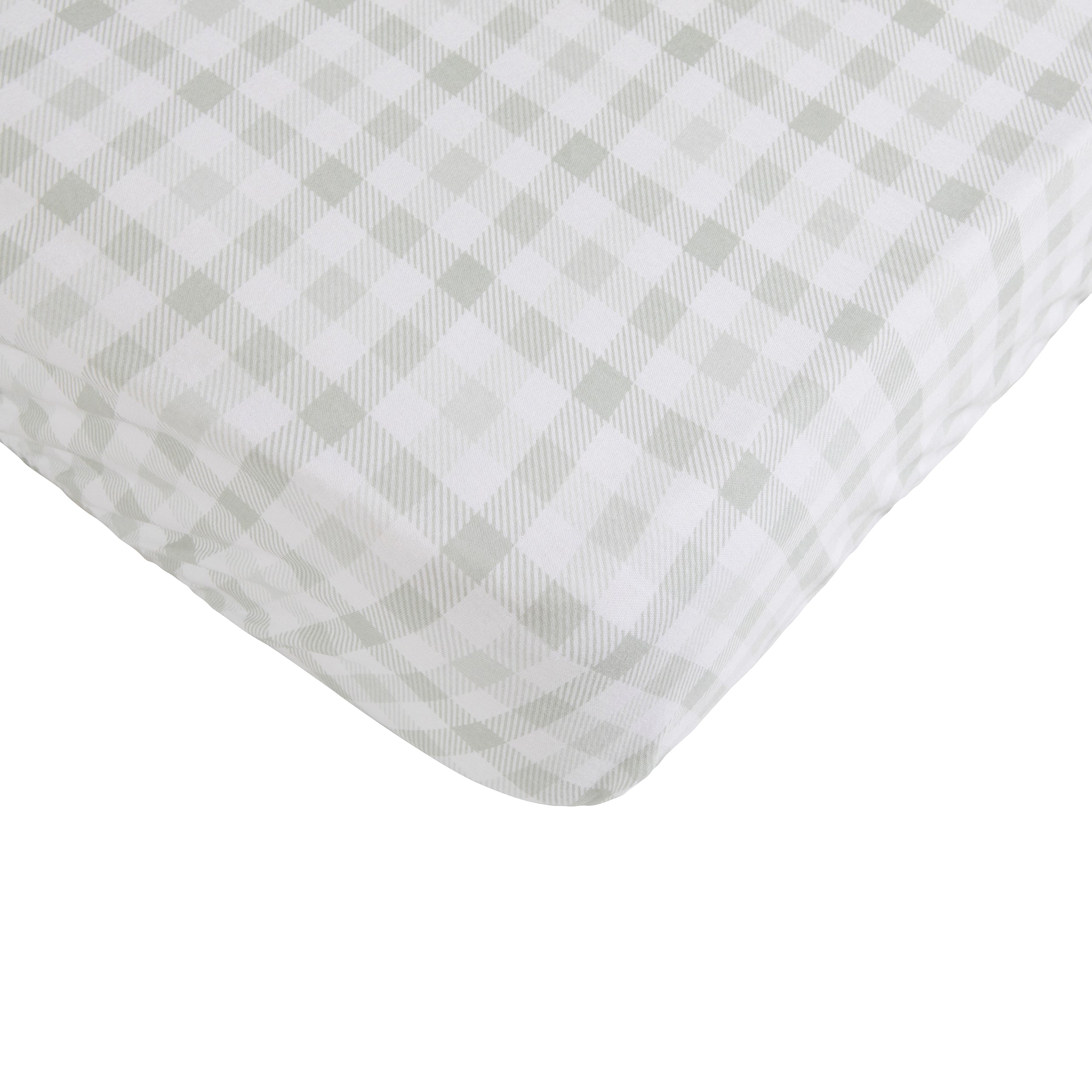 All4Ella Waterproof Fitted Cot Sheet - Gingham Sage