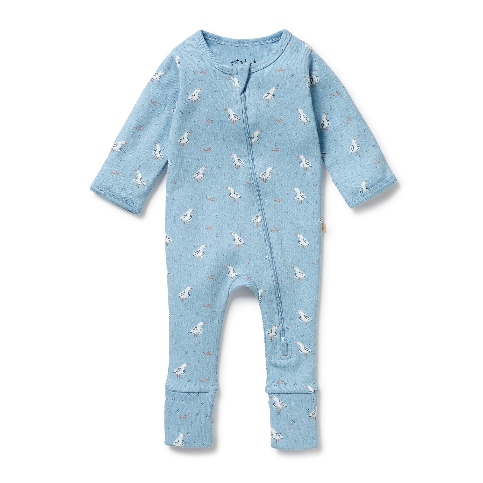 Wilson & Frenchy Sunny Seagulls Organic Pointelle Zipsuit