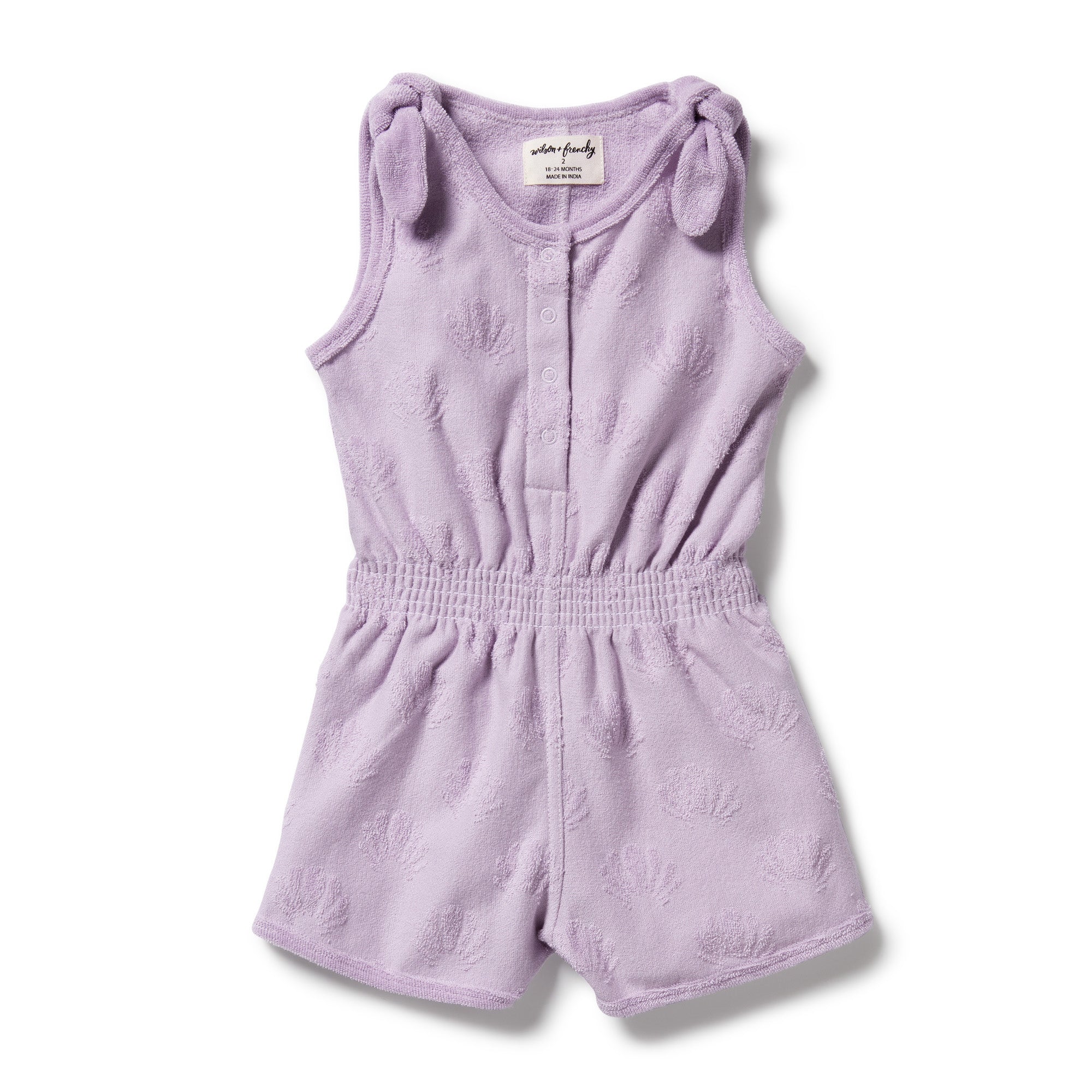 Wilson & Frenchy Lavender Shells Organic Terry Playsuit