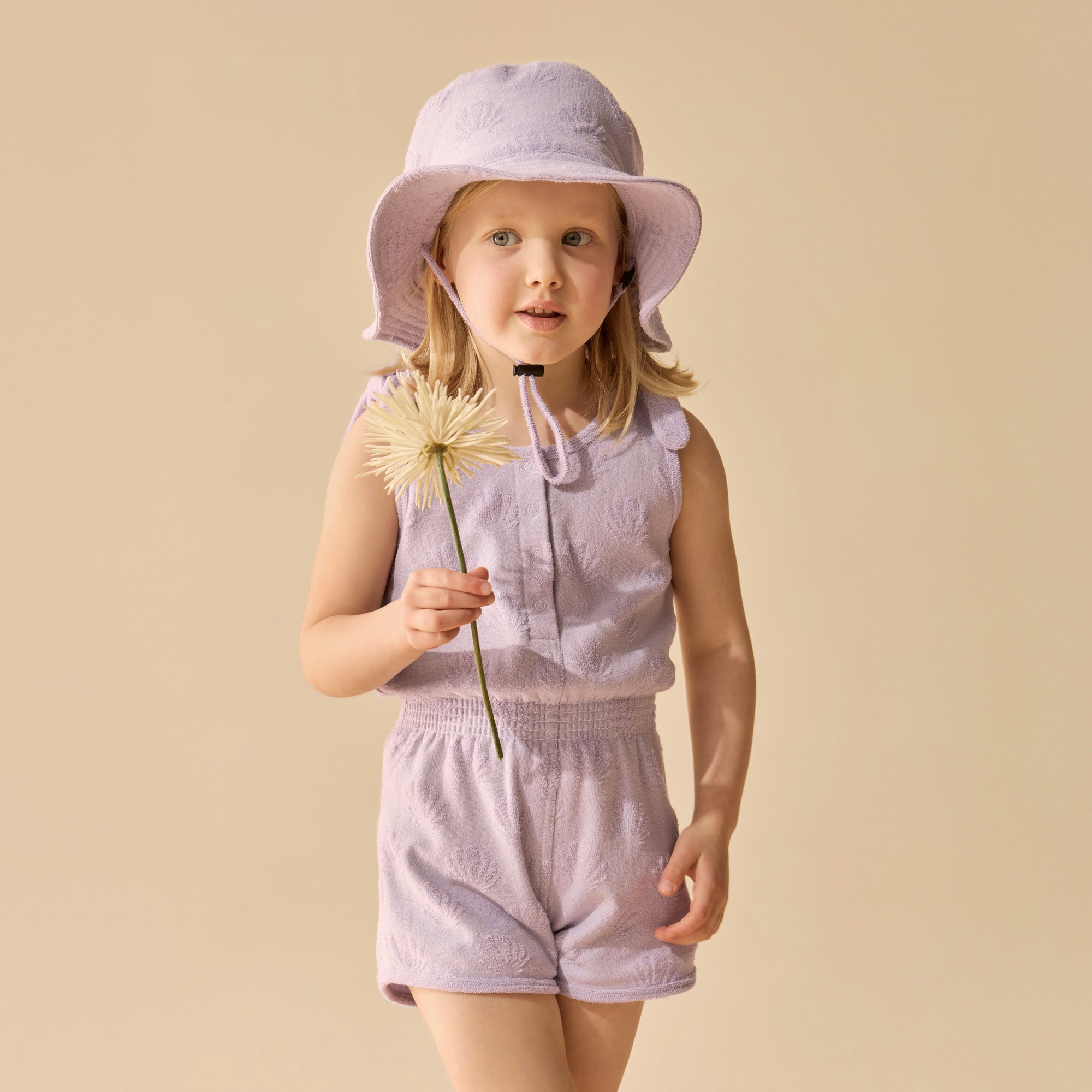 Wilson & Frenchy Lavender Shells Organic Terry Playsuit