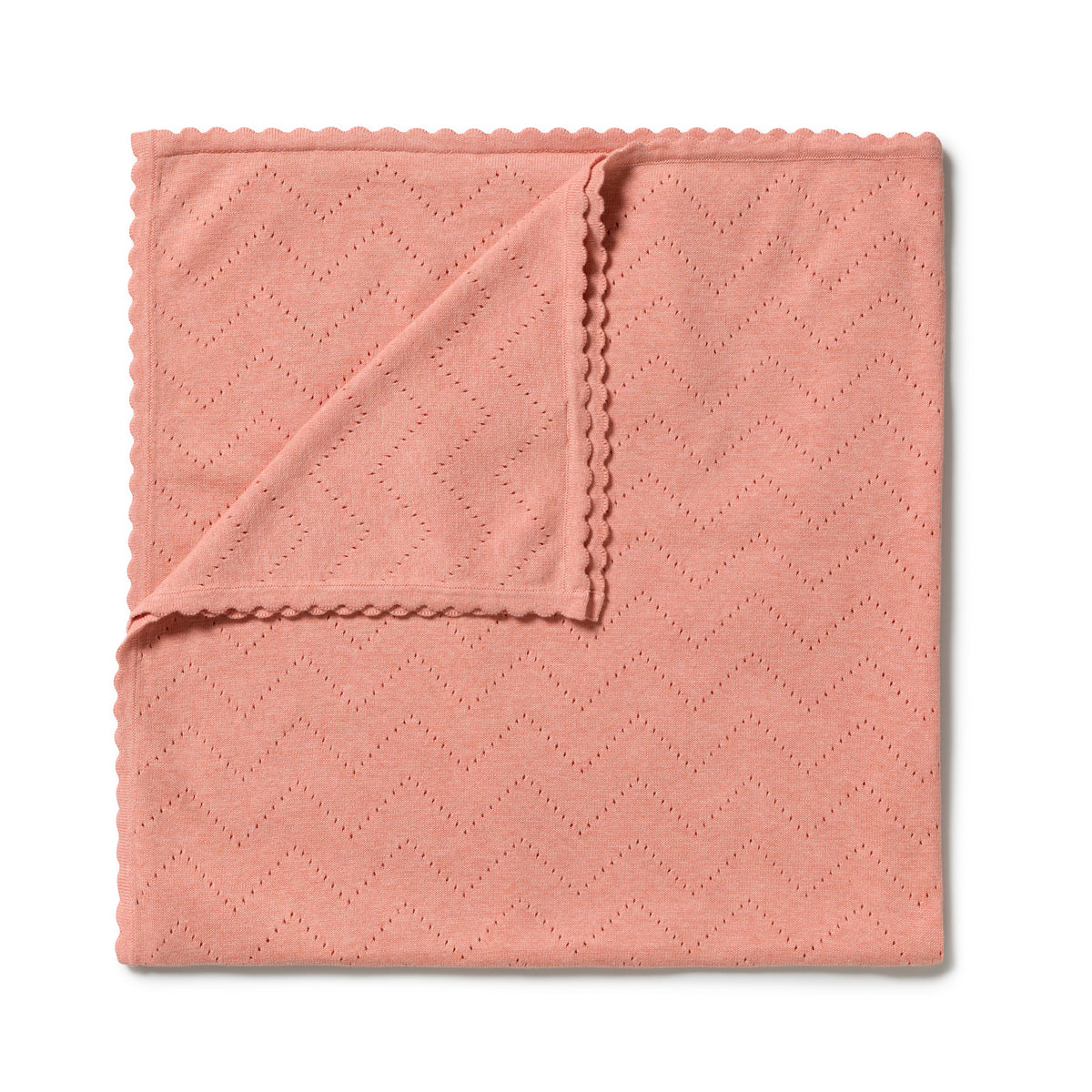 Wilson & Frenchy Petal Pink Organic Knitted Pointelle Blanket