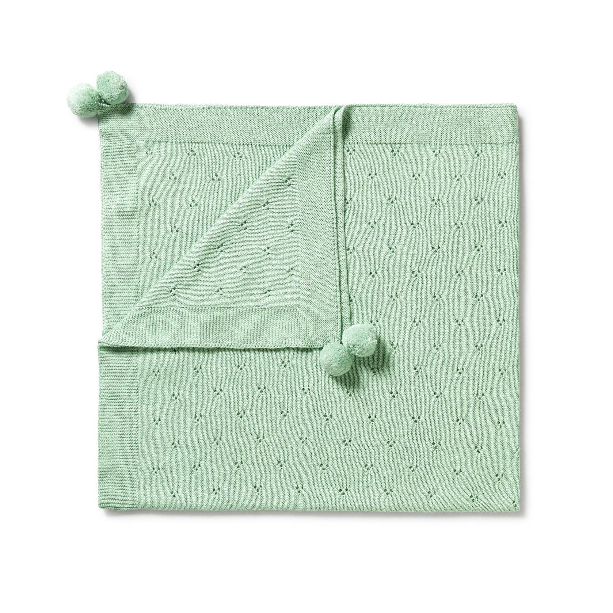 Wilson & Frenchy Mint Green Knitted Pointelle Blanket