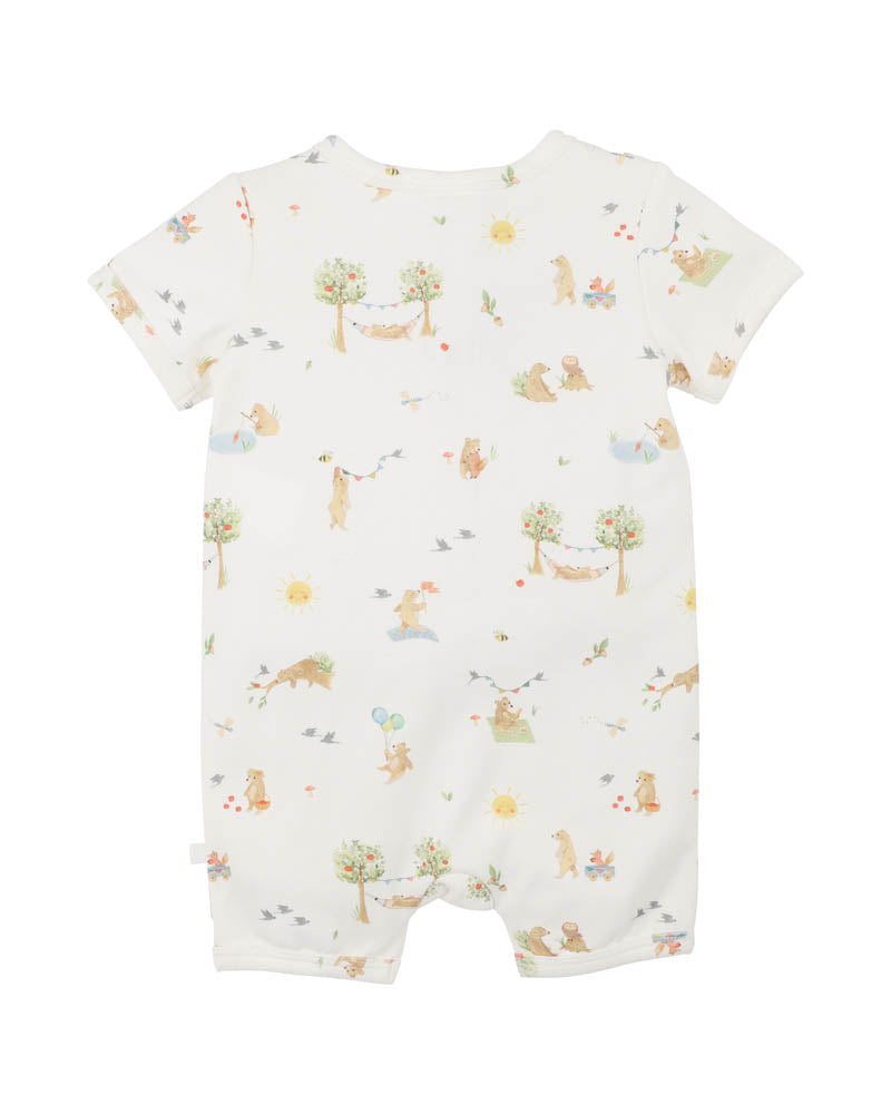 Bear Print Organic SS Romper