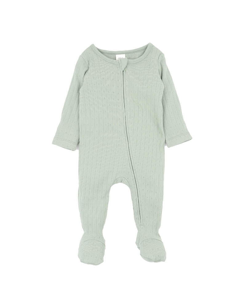 Bebe Sage Organic Pointelle Long Sleeve Zipsuit