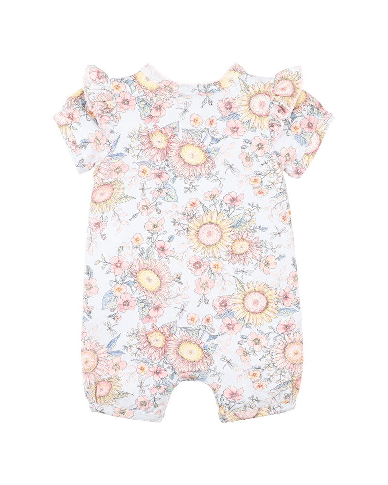 Bebe Abby Print Short Sleeve Zip Romper