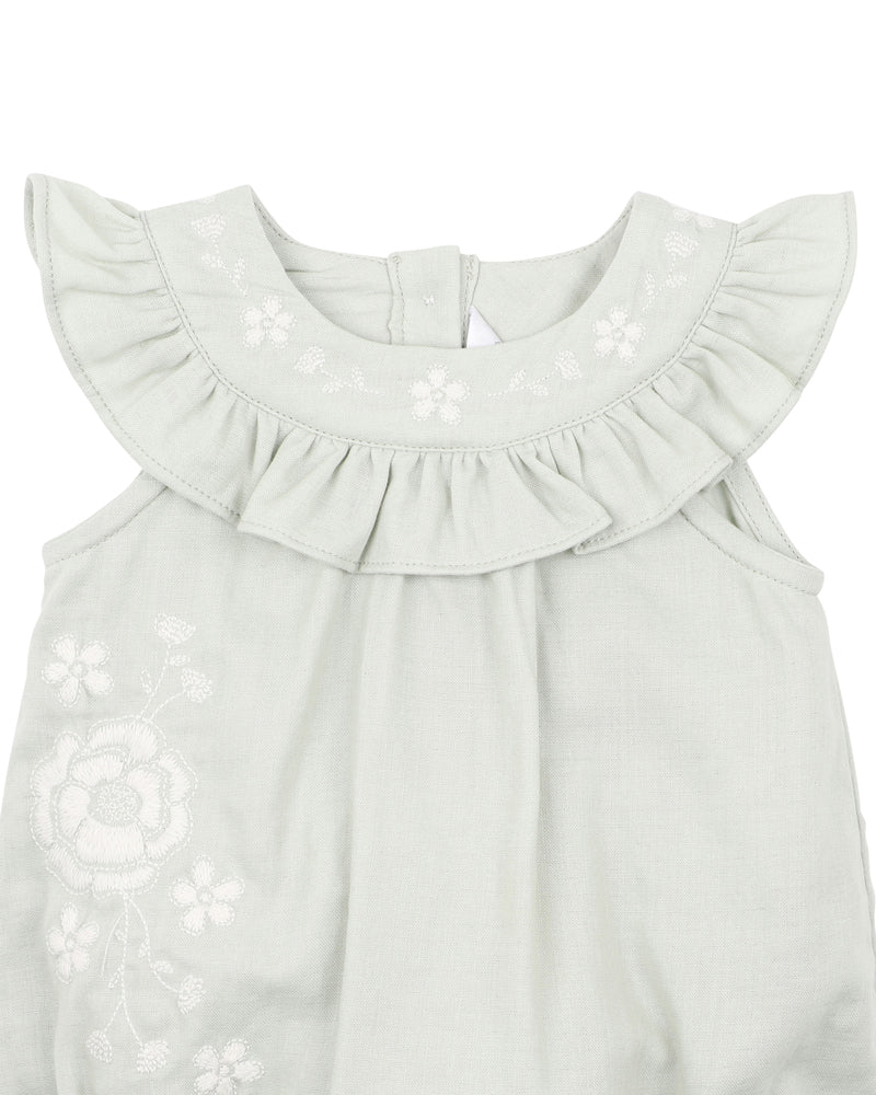 BEBE Evie Embroidered Woven Bodysuit