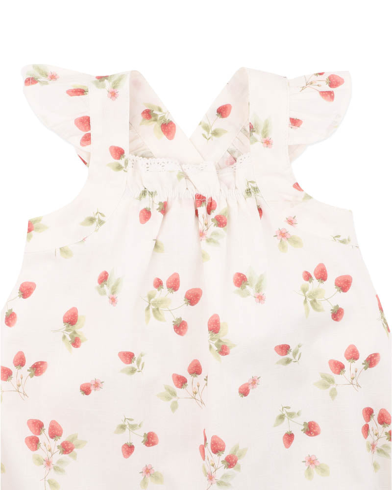 Poppy Strawberry Print Romper