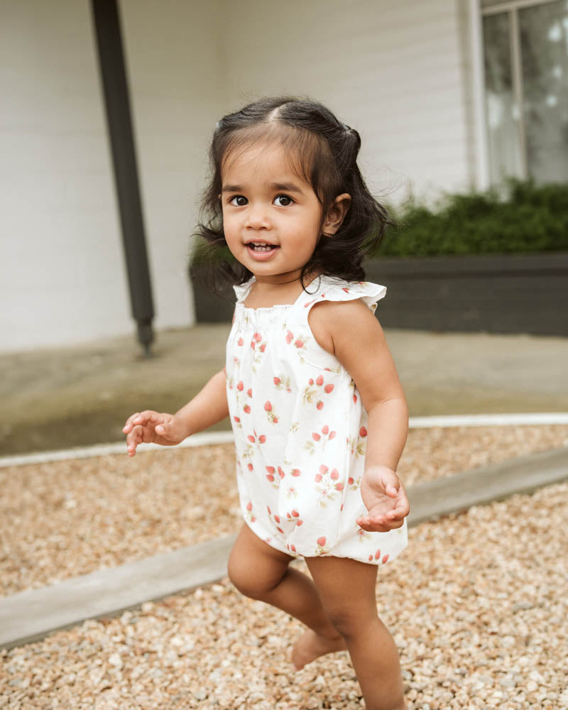Poppy Strawberry Print Romper