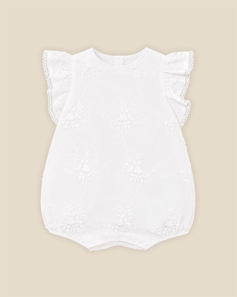 3D Floral Embroidered Romper