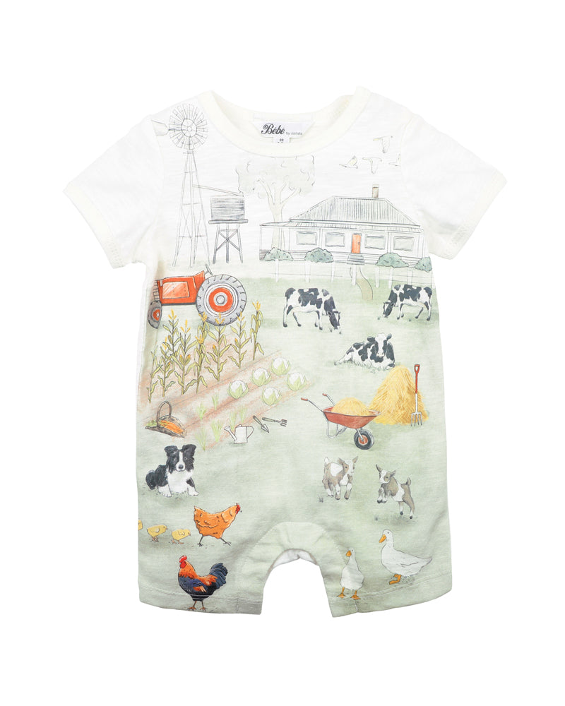 Bebe Chester Farm Short Sleeve Romper