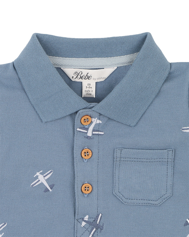 Bebe Harlan Airplane Embroidered Polo