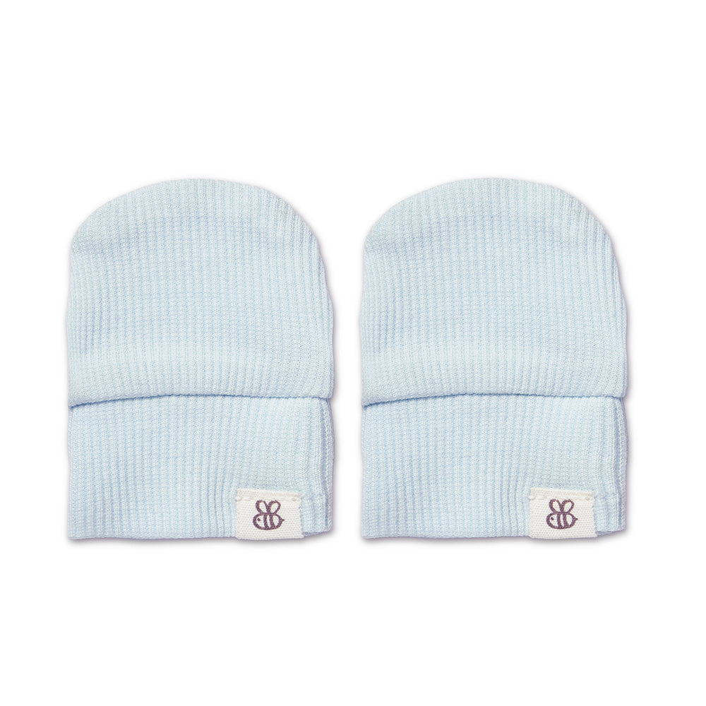 Snuggle Hunny Baby Blue Organic Cotton Rib Mittens