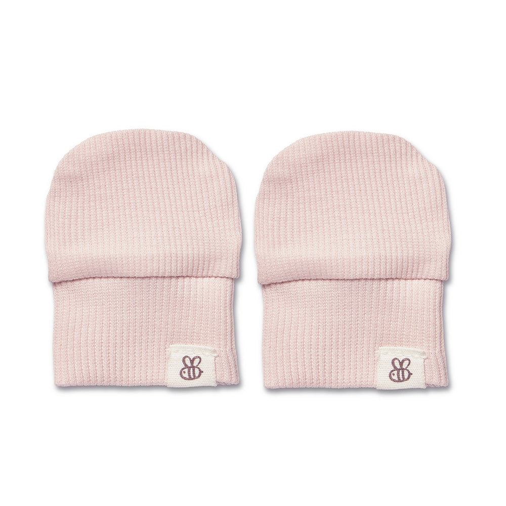 Snuggle Hunny Baby Pink Organic Cotton Rib Mittens