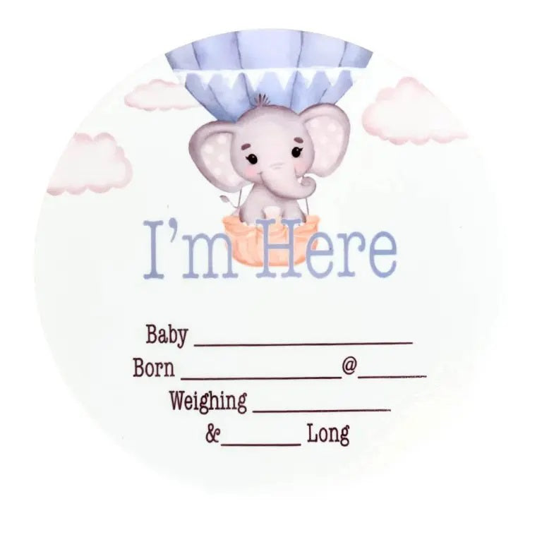 Birth Announcement Plaques – Elephant Balloon Blue