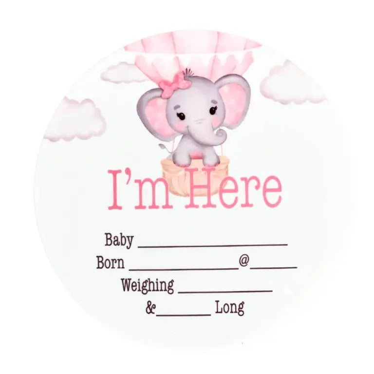 Birth Announcement Plaques – Elephant Balloon Pink